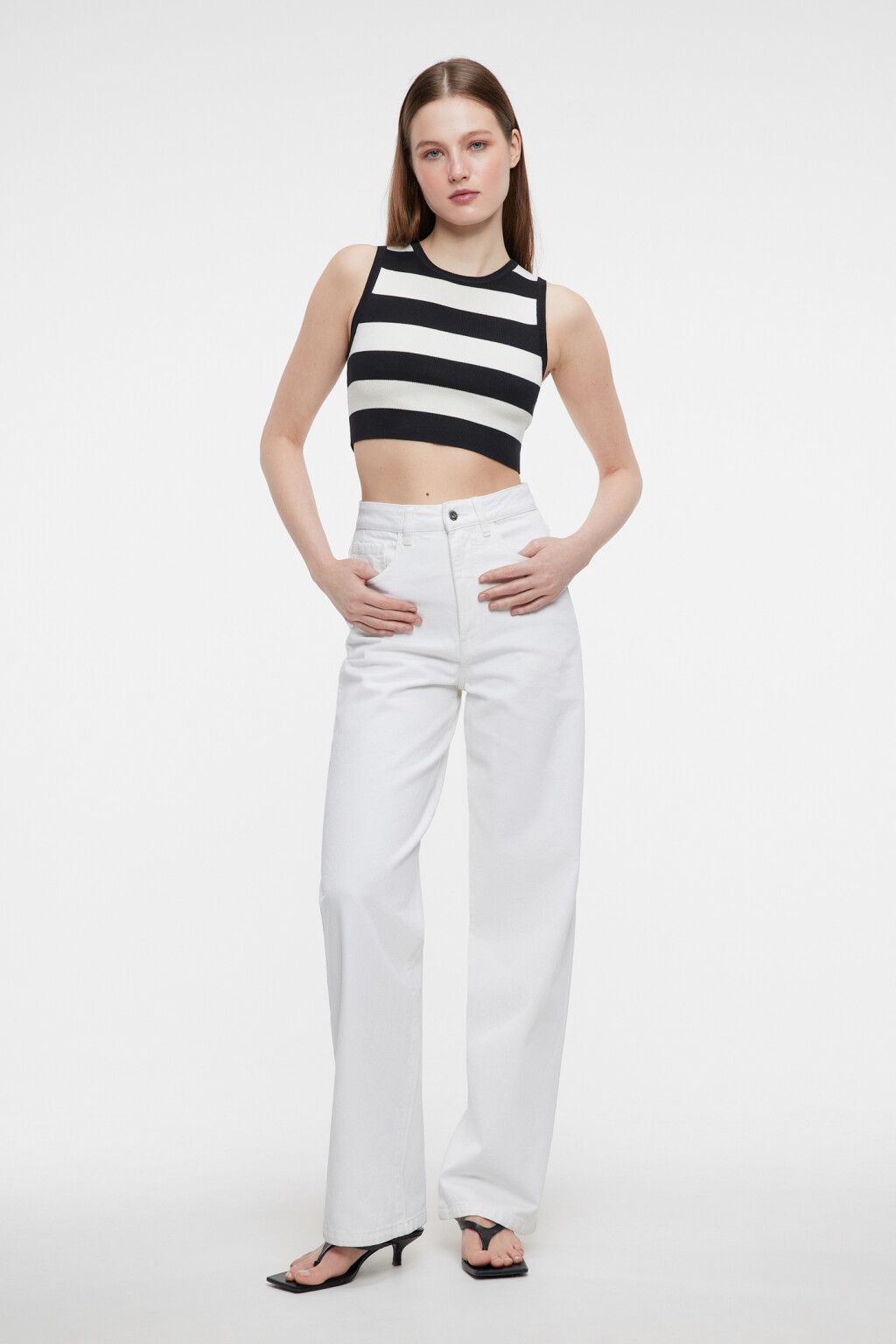 Джинсы WIDE широкие с высокой посадкой - цвет белый - 4