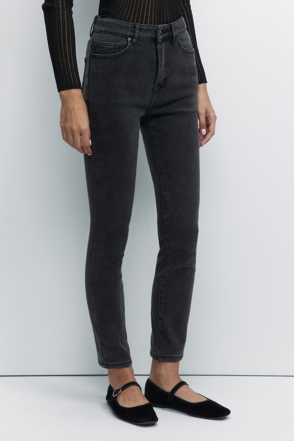 Джинсы WarmSkinny утепленные с начесом - цвет серый - 2