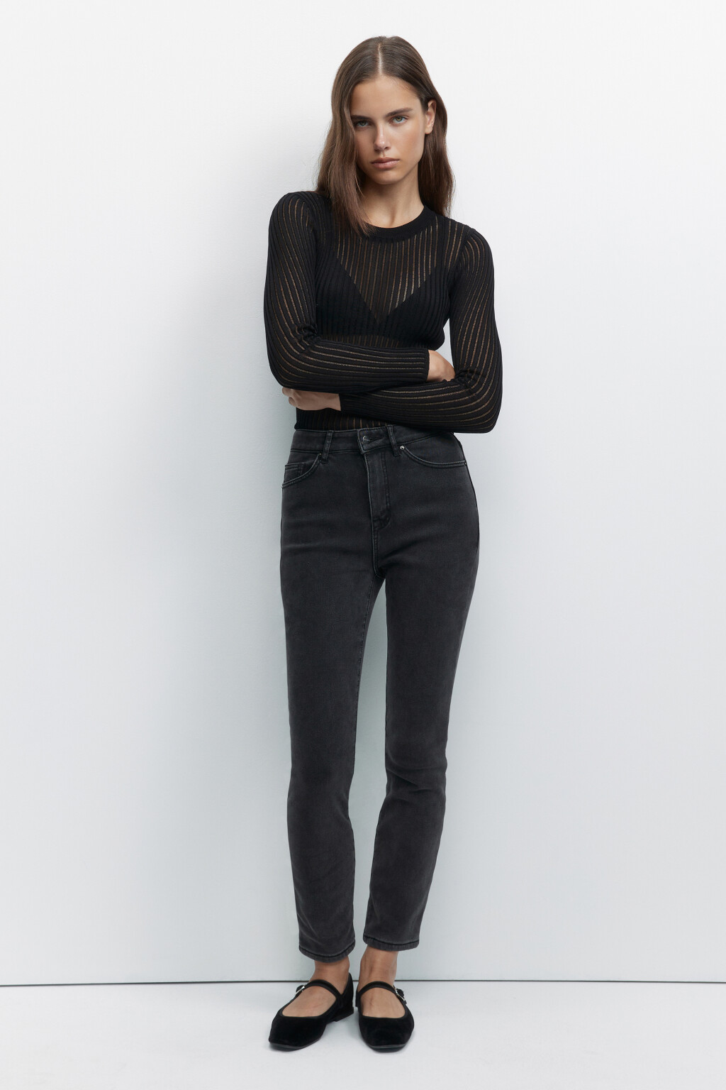 Джинсы WarmSkinny утепленные с начесом - цвет серый - 4