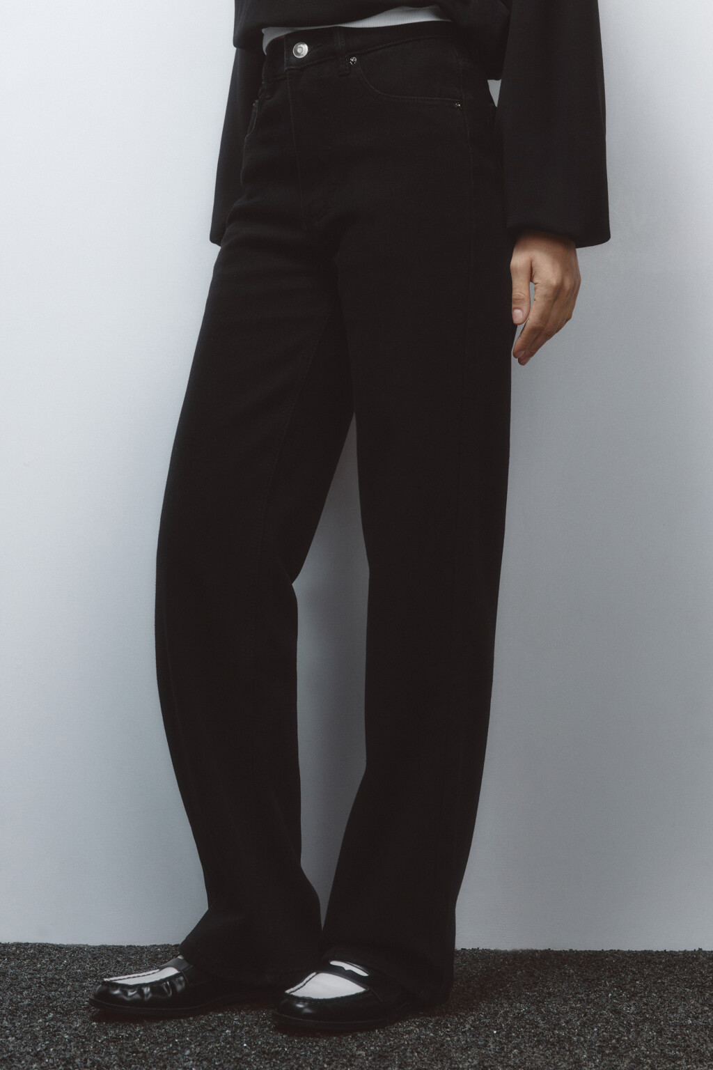 Джинсы прямые утепленные с высокой посадкой - цвет черный - 3