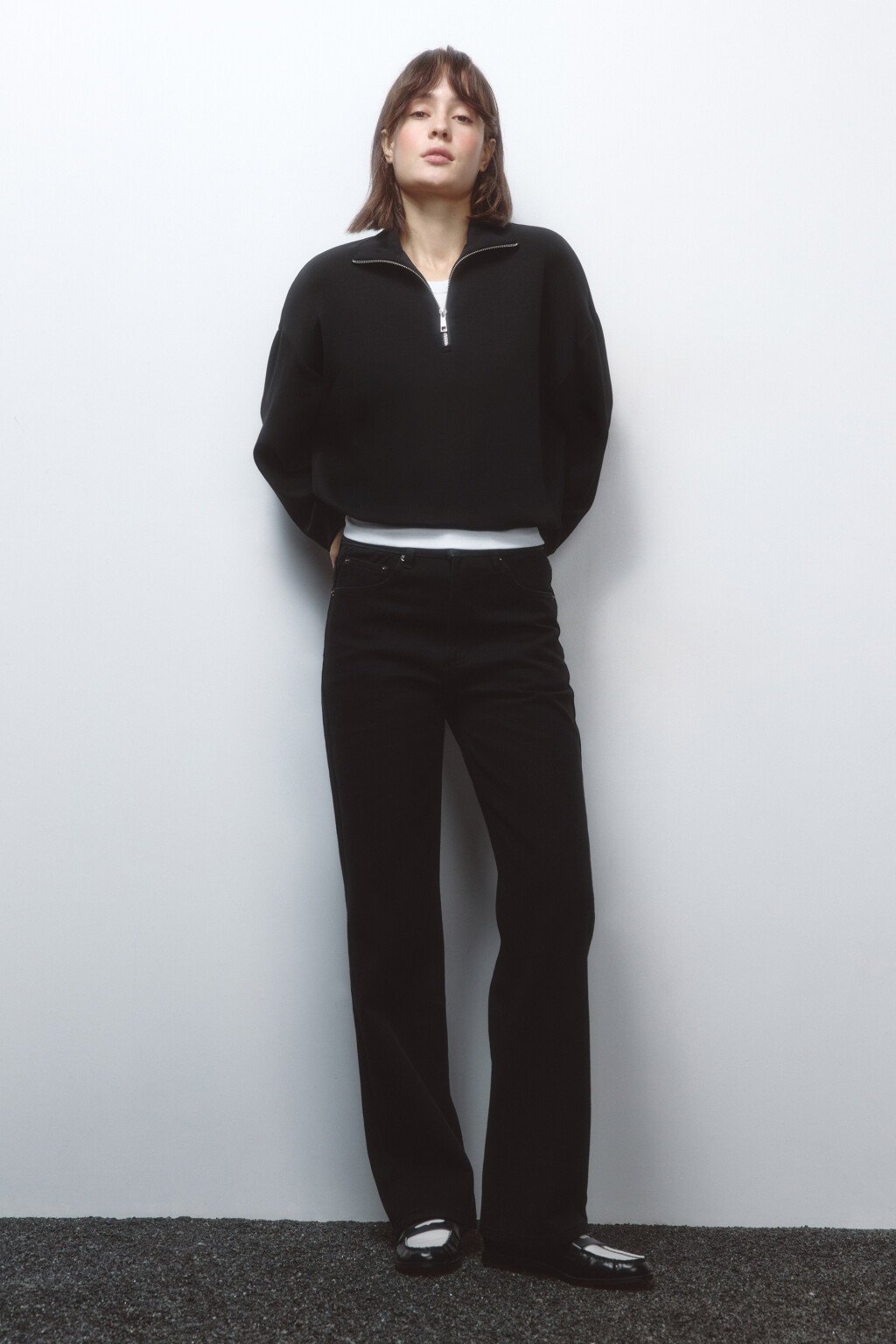 Джинсы прямые утепленные с высокой посадкой - цвет черный - 5