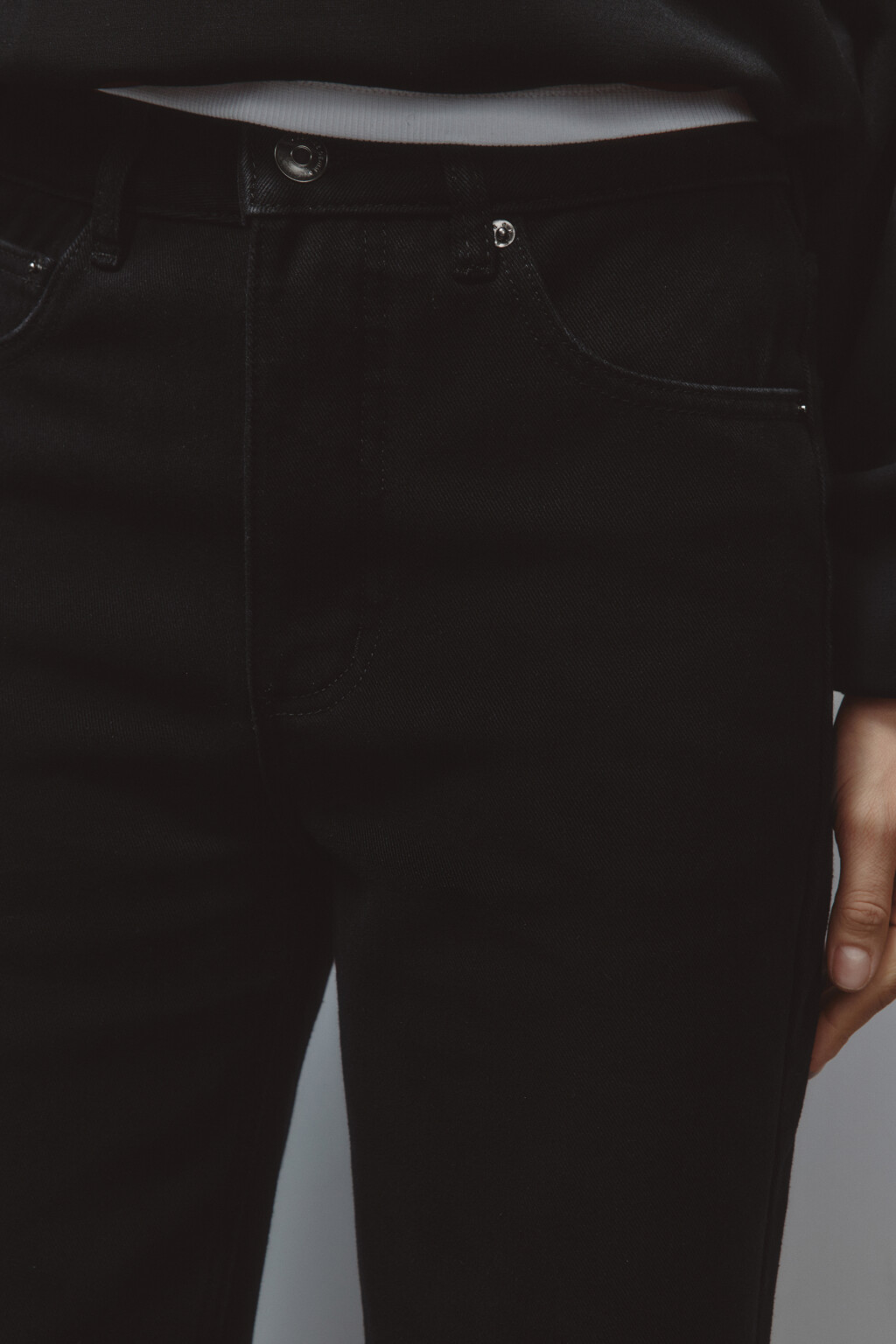 Джинсы прямые утепленные с высокой посадкой - цвет черный - 6