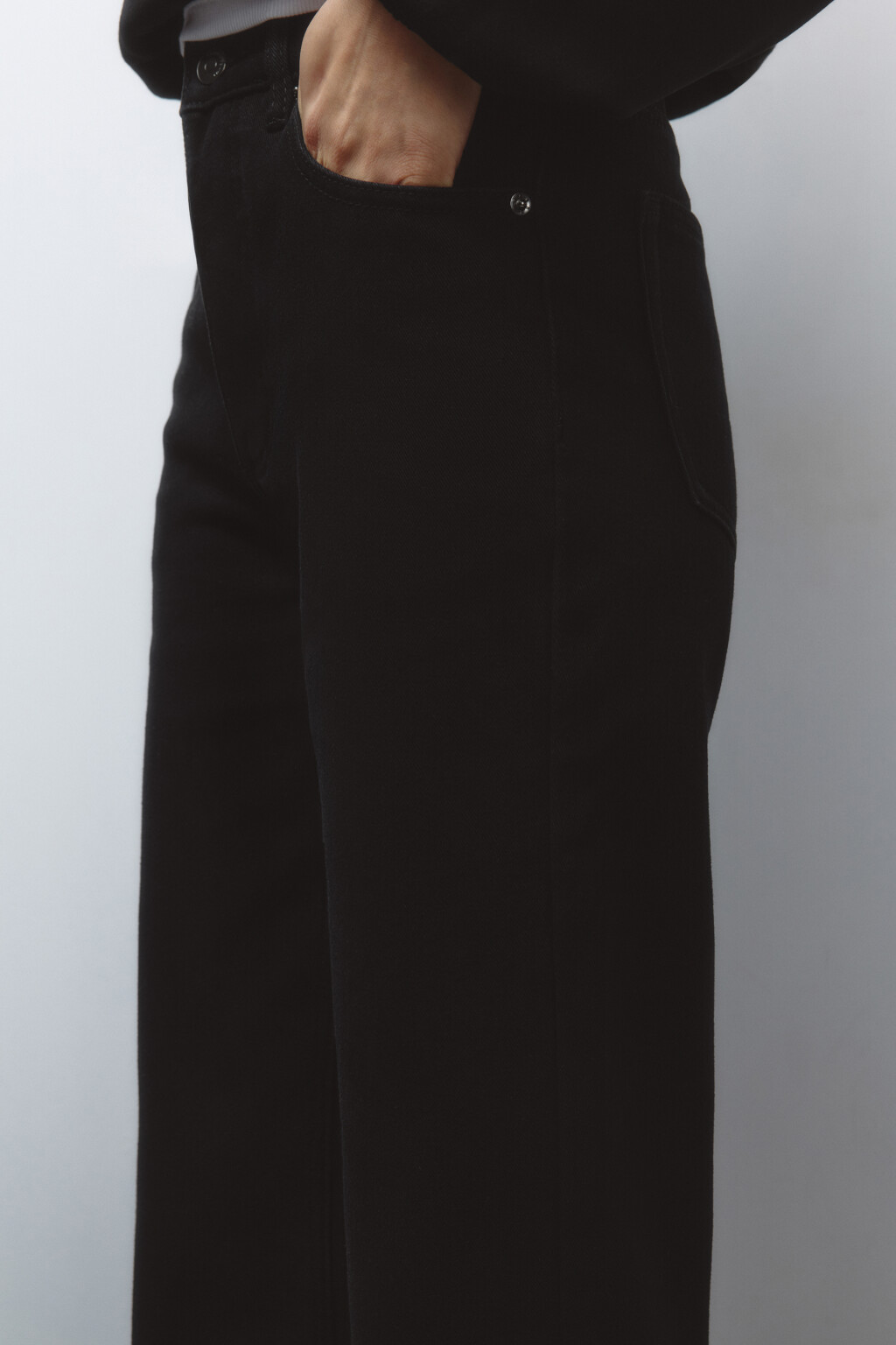 Джинсы прямые утепленные с высокой посадкой - цвет черный - 7