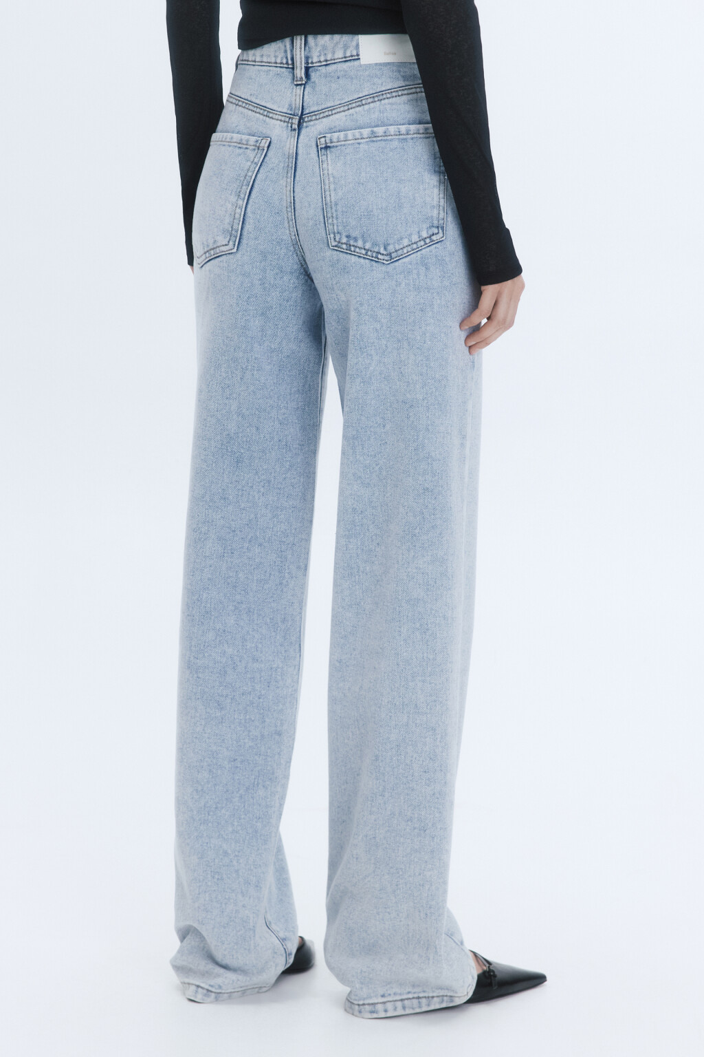 Джинсы wide широкие с высокой посадкой - цвет голубой - 4