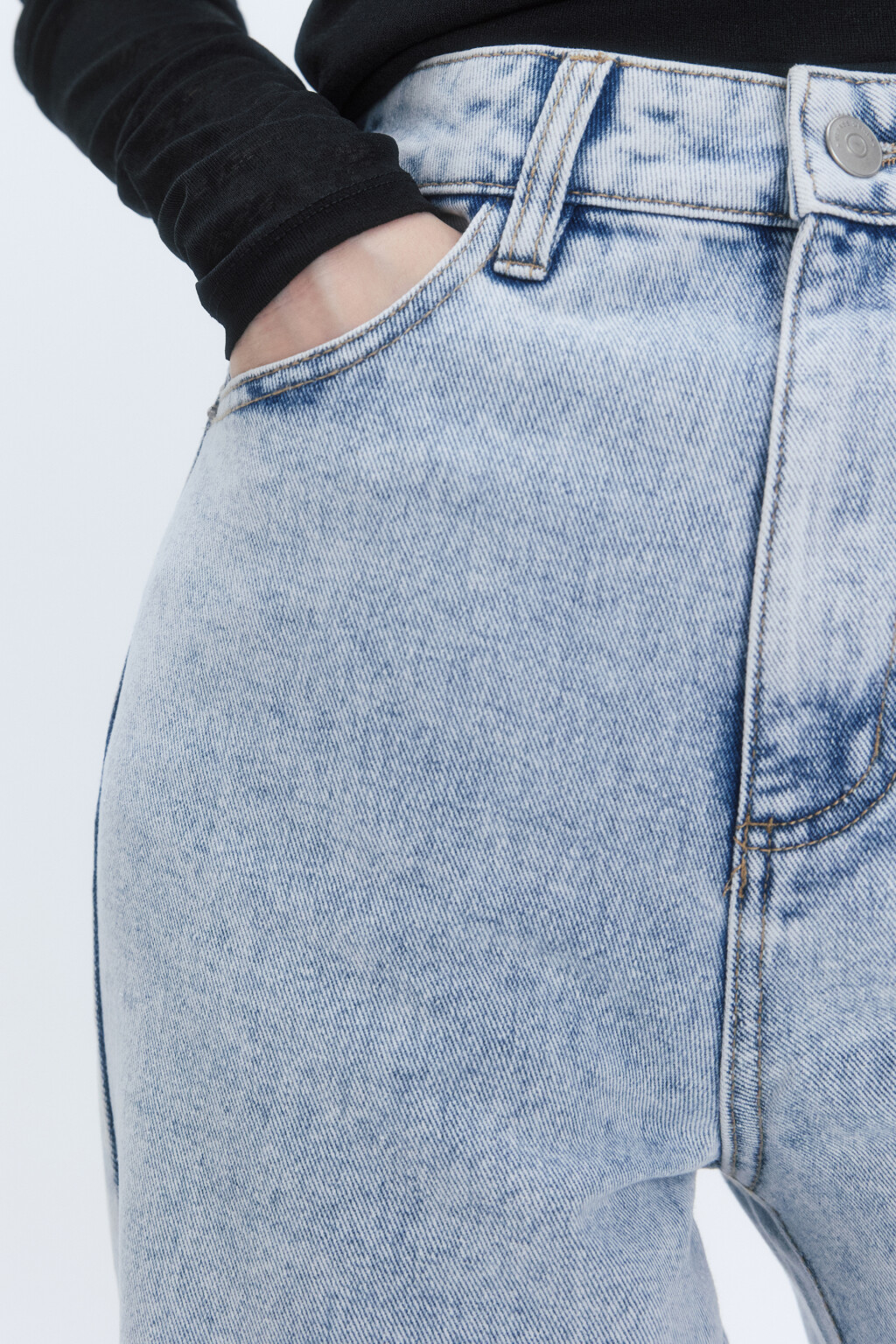 Джинсы wide широкие с высокой посадкой - цвет голубой - 7