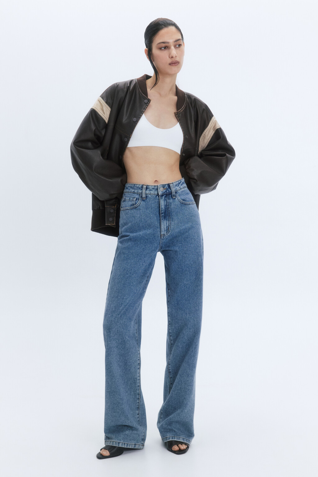 Джинсы wide широкие с высокой посадкой - цвет голубой - 2