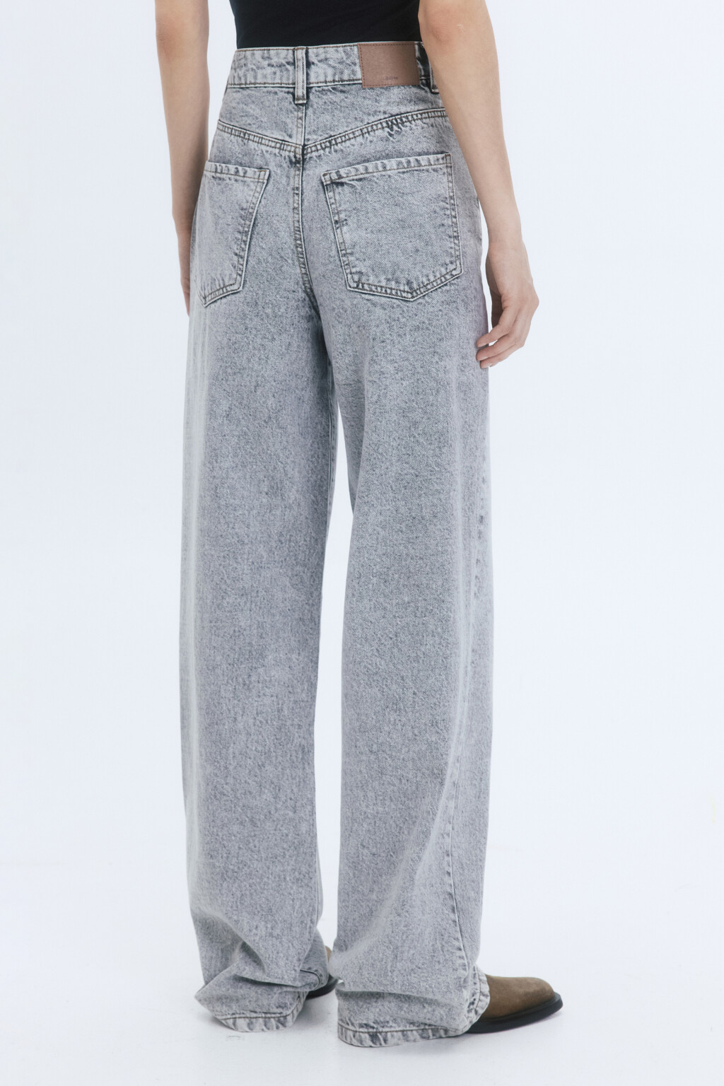 Джинсы wide широкие с высокой посадкой - цвет серый - 4