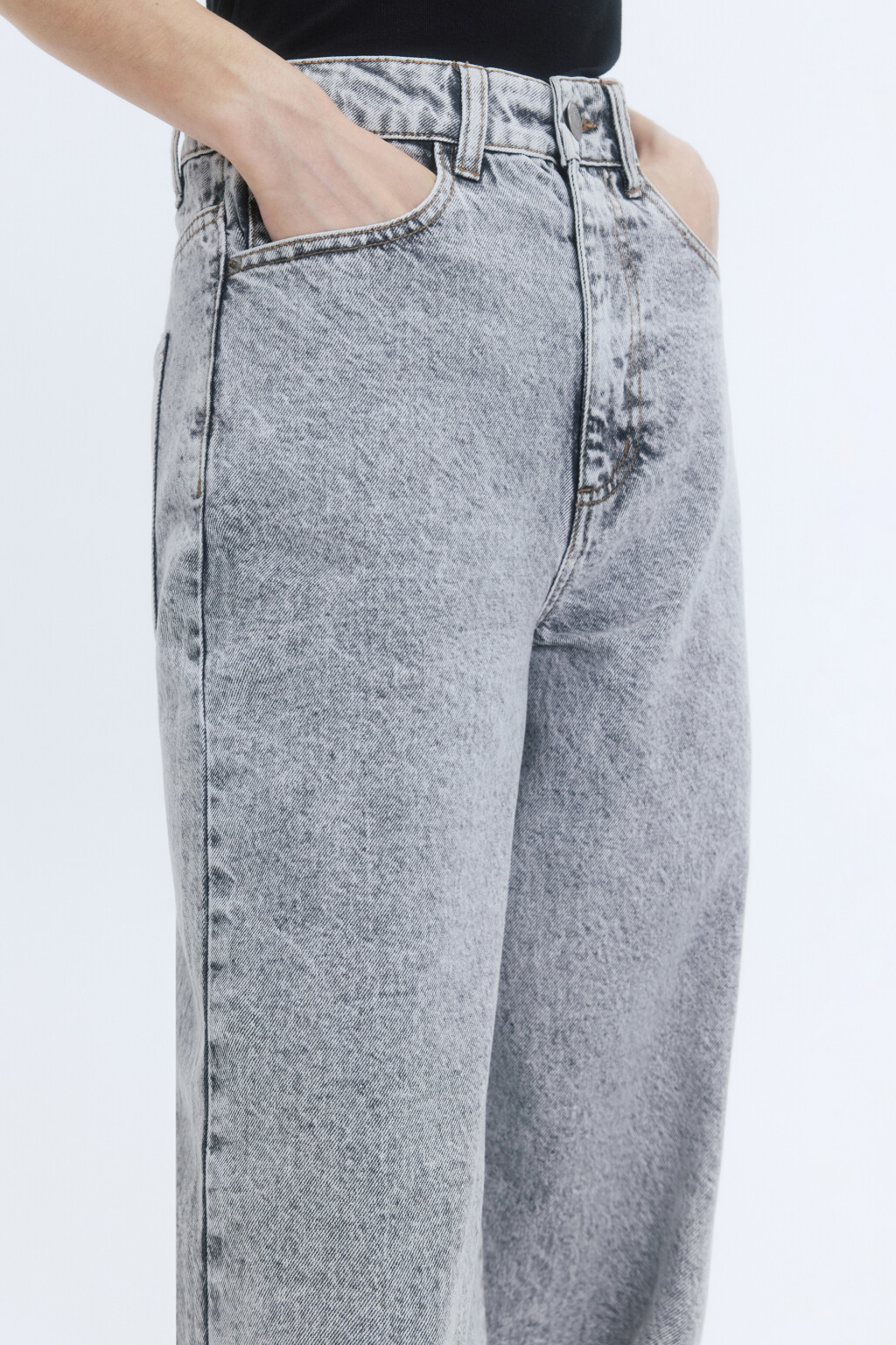 Джинсы wide широкие с высокой посадкой - цвет серый - 7