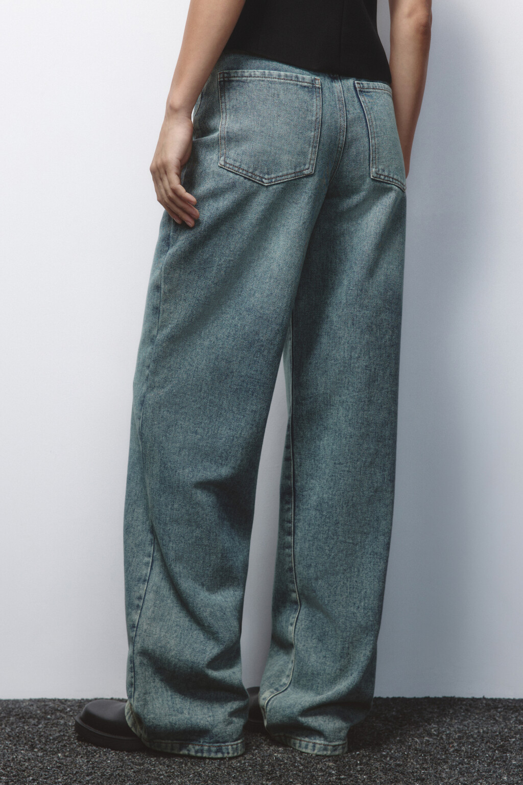 Джинсы широкие с высокой посадкой - цвет темный тинт - 4