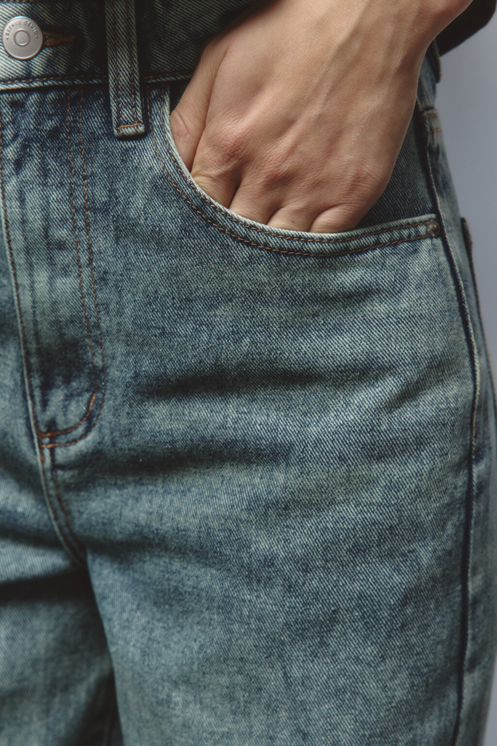 Джинсы широкие с высокой посадкой - цвет темный тинт - 7