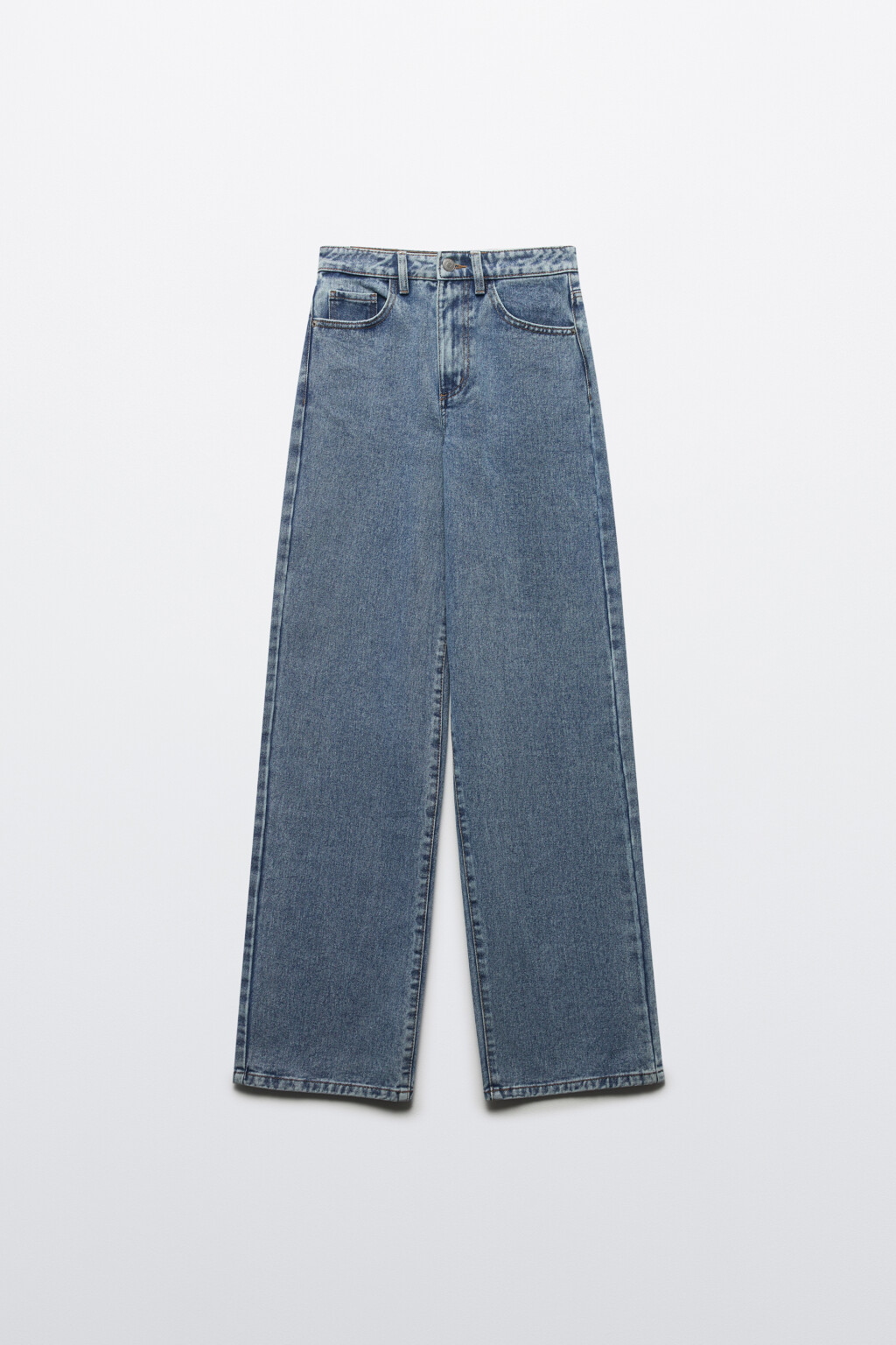 Джинсы широкие с высокой посадкой - цвет голубой - 7