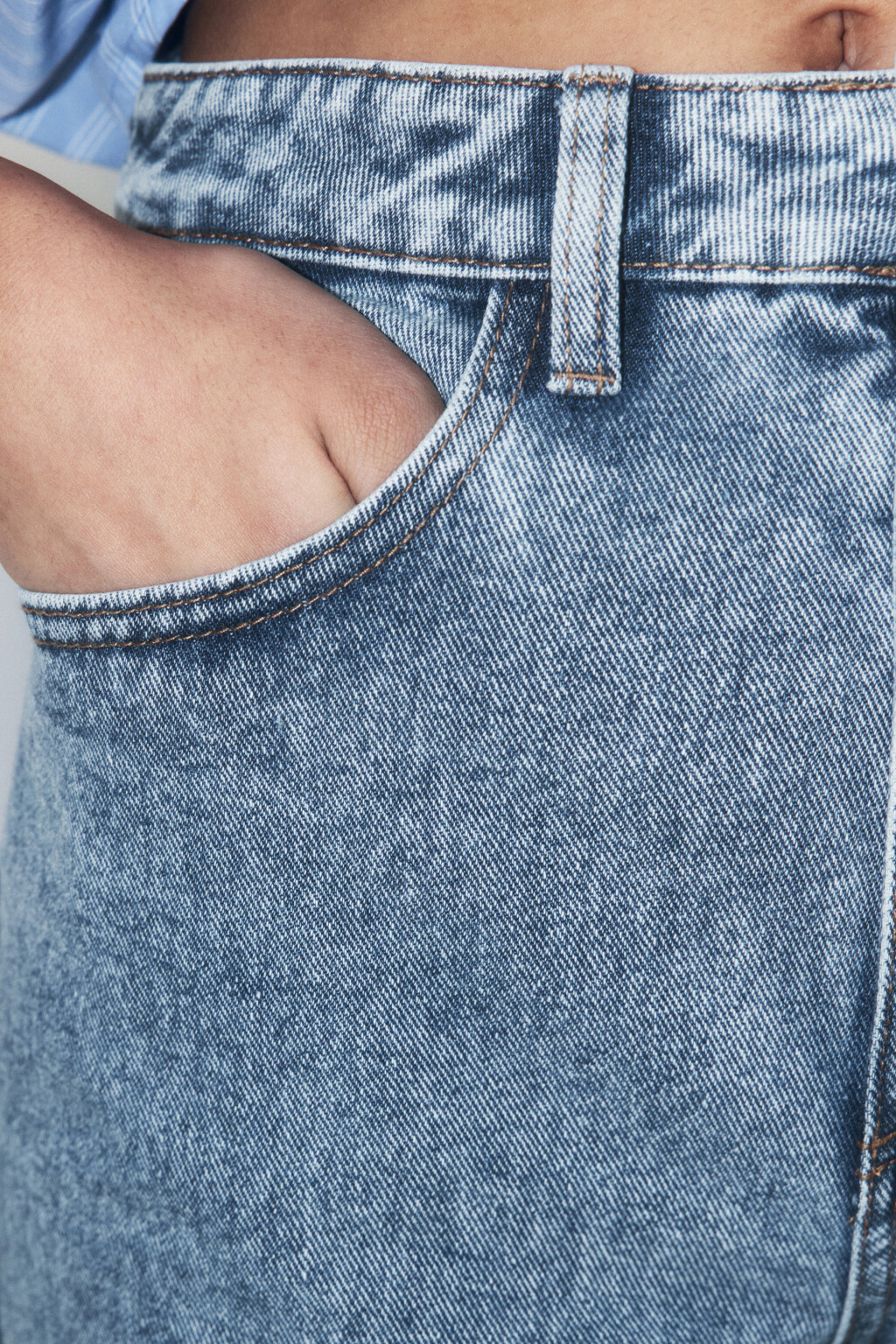 Джинсы широкие с высокой посадкой - цвет голубой - 6