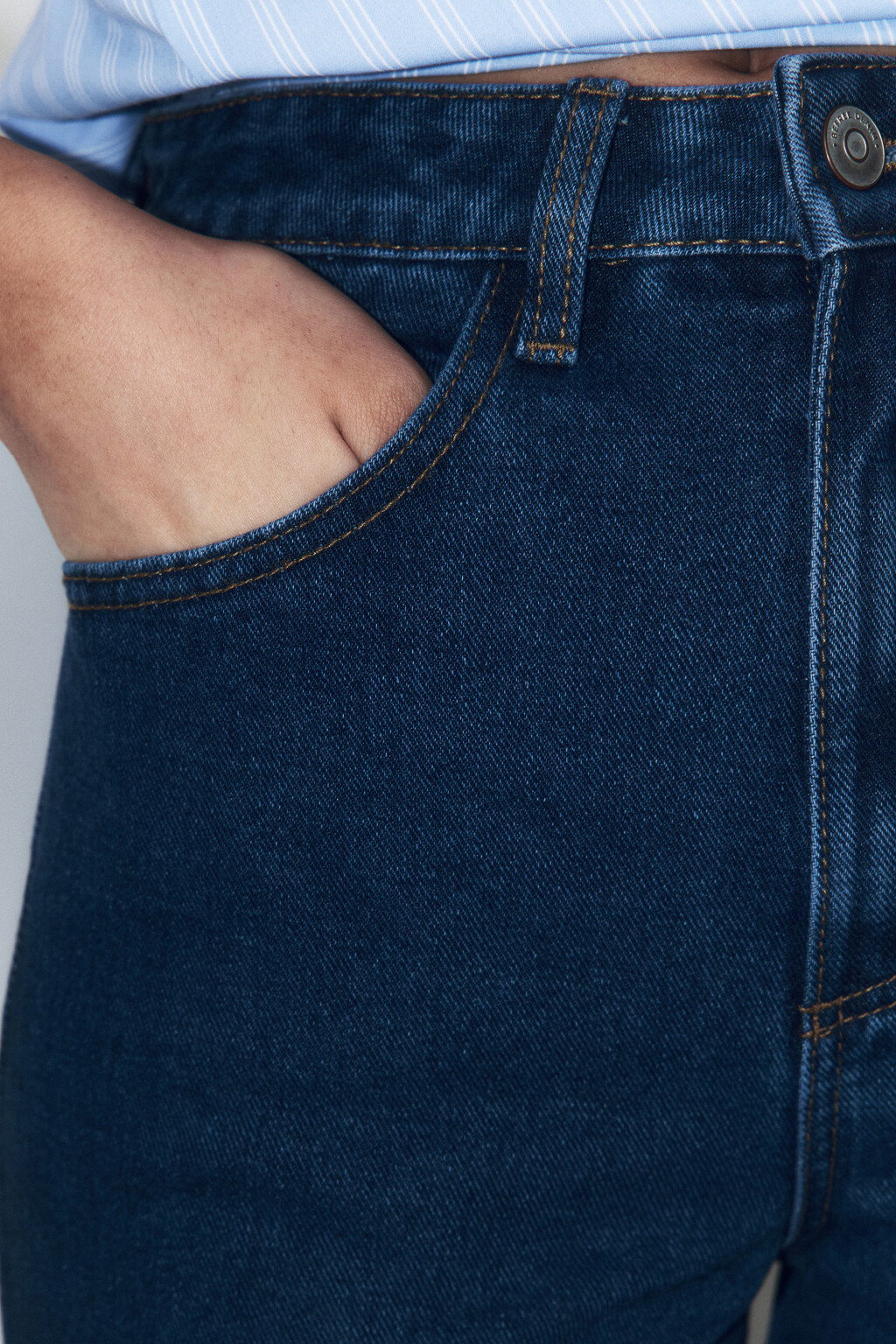 Джинсы широкие с высокой посадкой - цвет голубой - 7