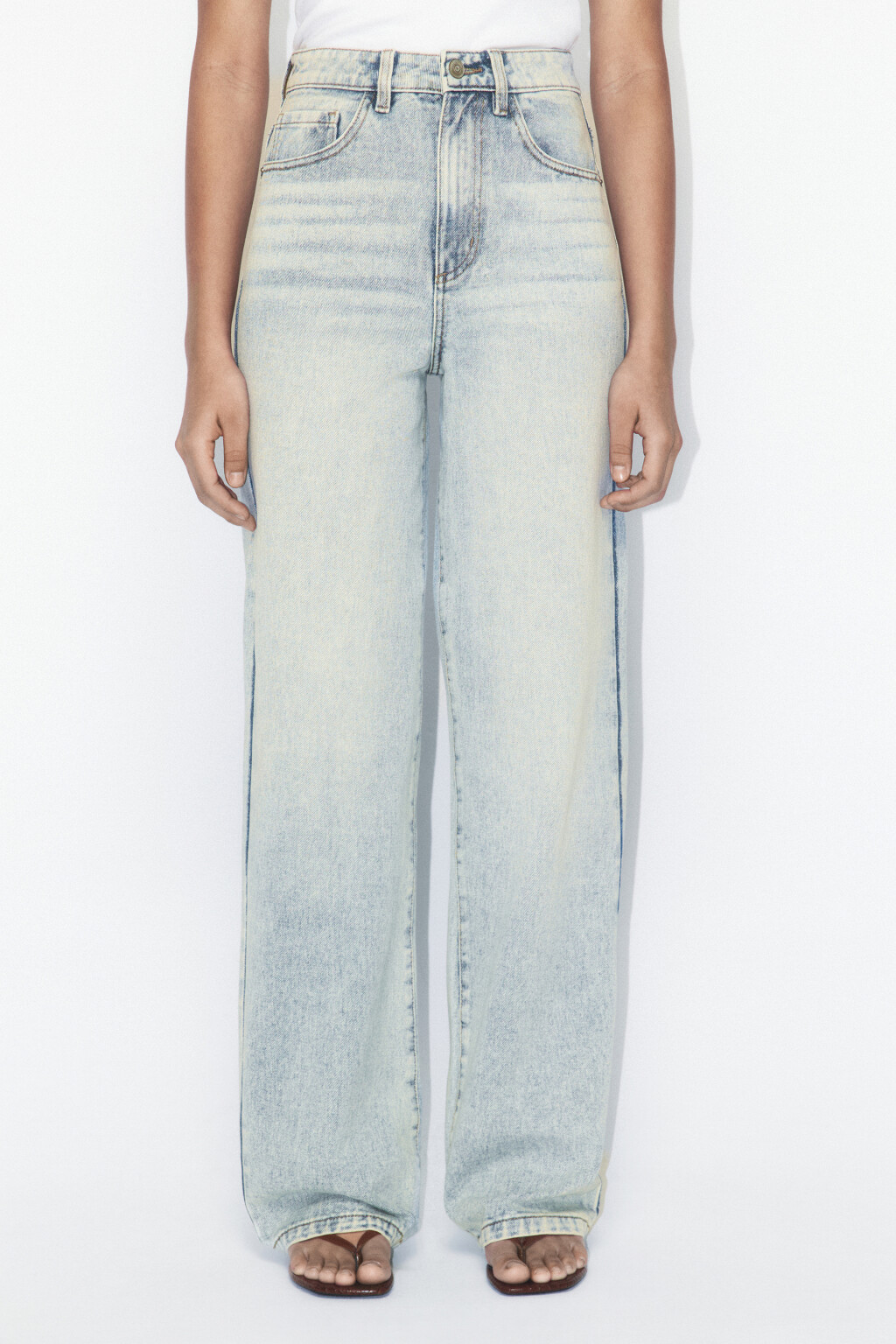 Джинсы широкие с высокой посадкой - цвет синий - 2