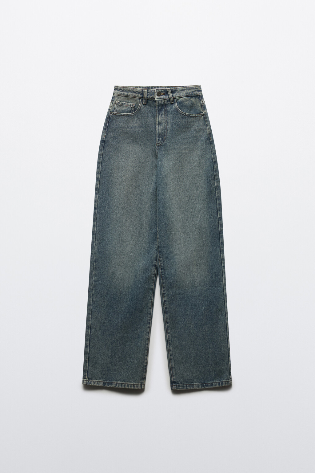 Джинсы широкие с высокой посадкой - цвет темный тинт - 8