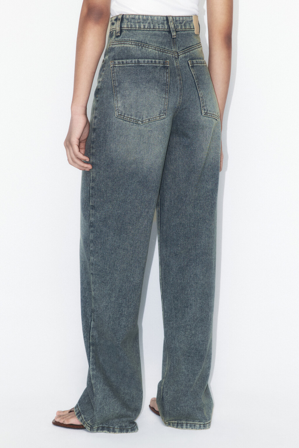 Джинсы широкие с высокой посадкой - цвет темный тинт - 4