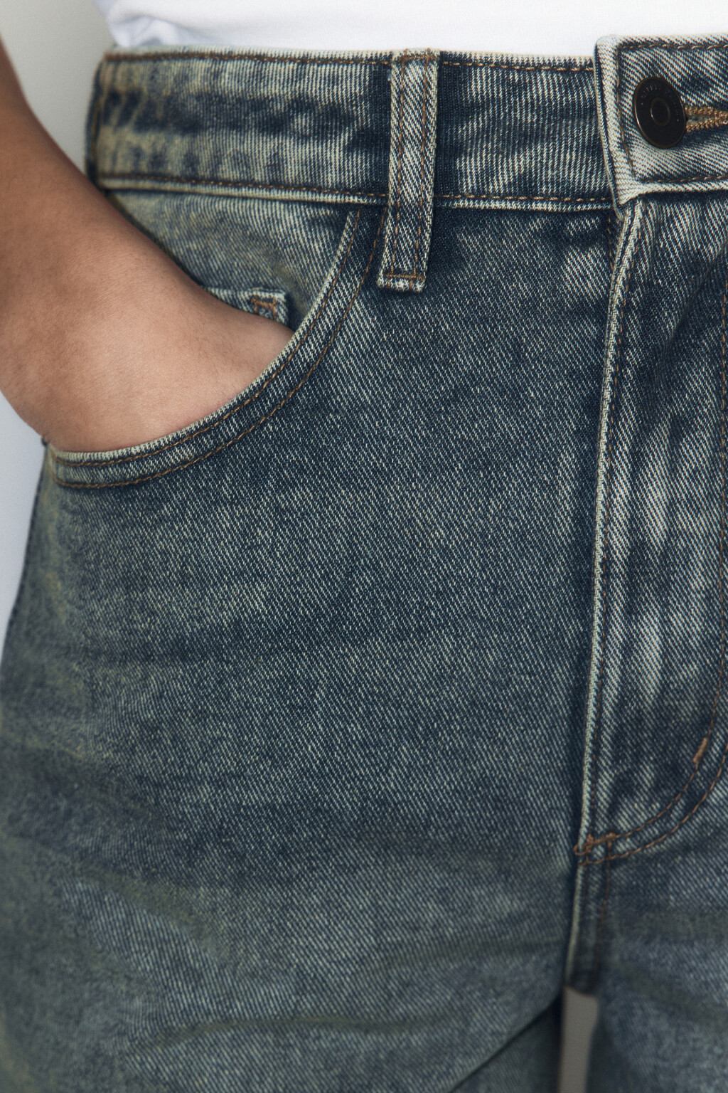 Джинсы широкие с высокой посадкой - цвет темный тинт - 7
