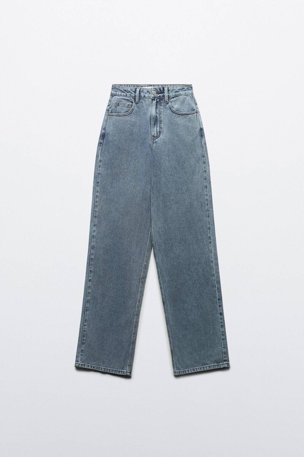 Джинсы широкие с высокой посадкой - цвет голубой - 7