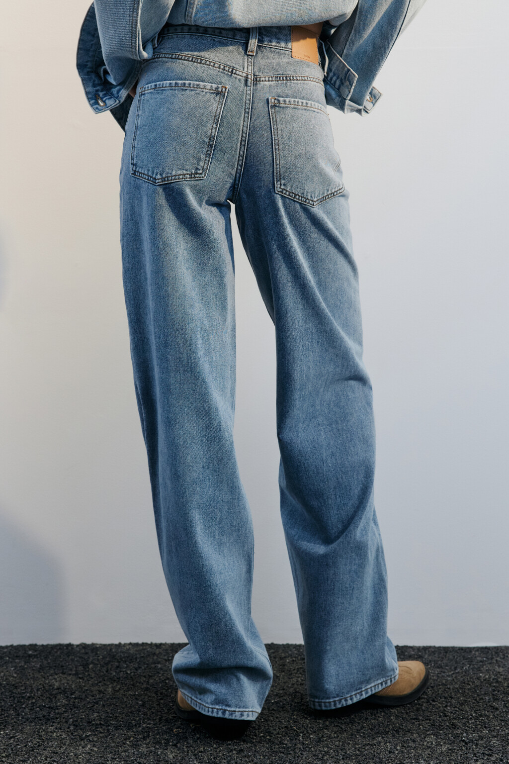 Джинсы широкие с высокой посадкой - цвет голубой - 3