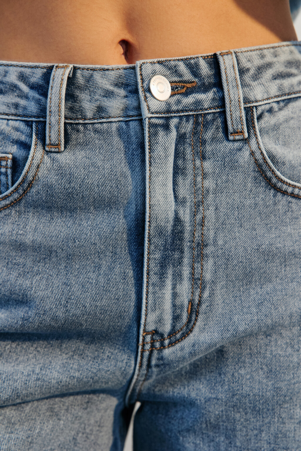 Джинсы широкие с высокой посадкой - цвет голубой - 5