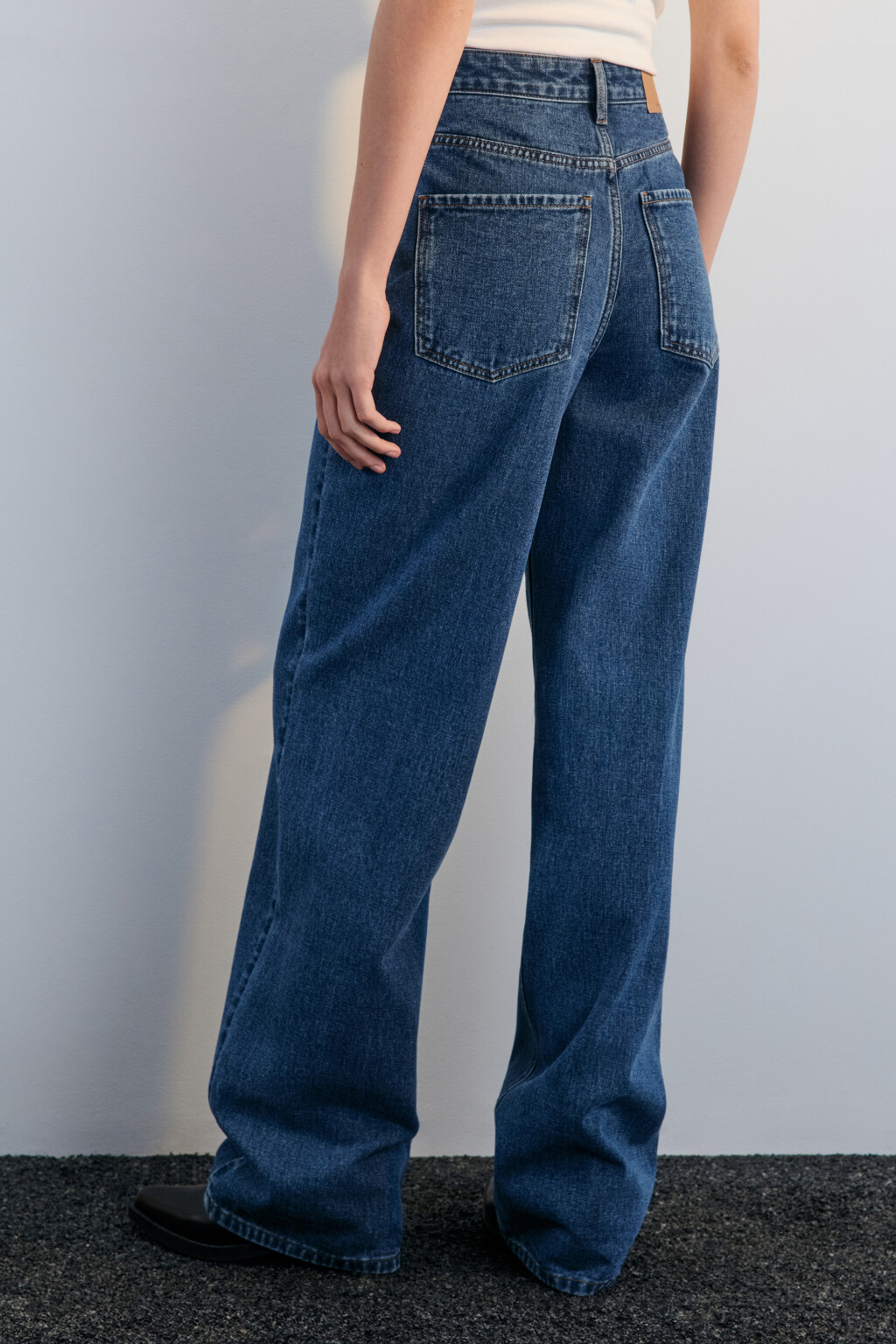 Джинсы широкие с высокой посадкой - цвет голубой - 3