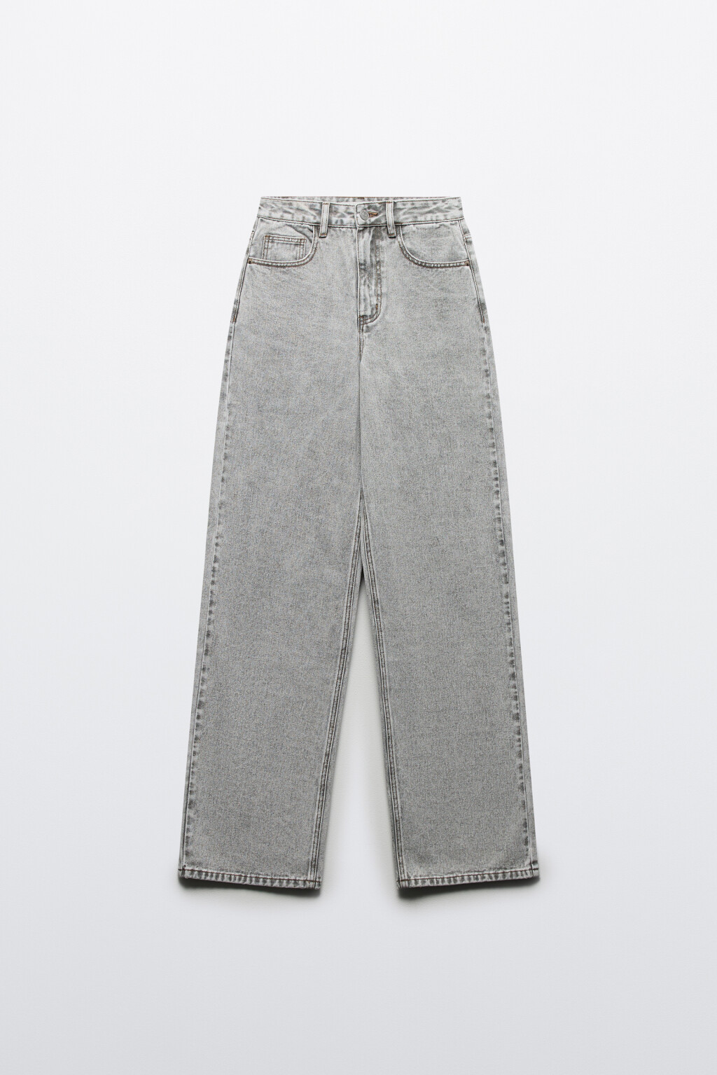 Джинсы широкие с высокой посадкой - цвет серый - 7
