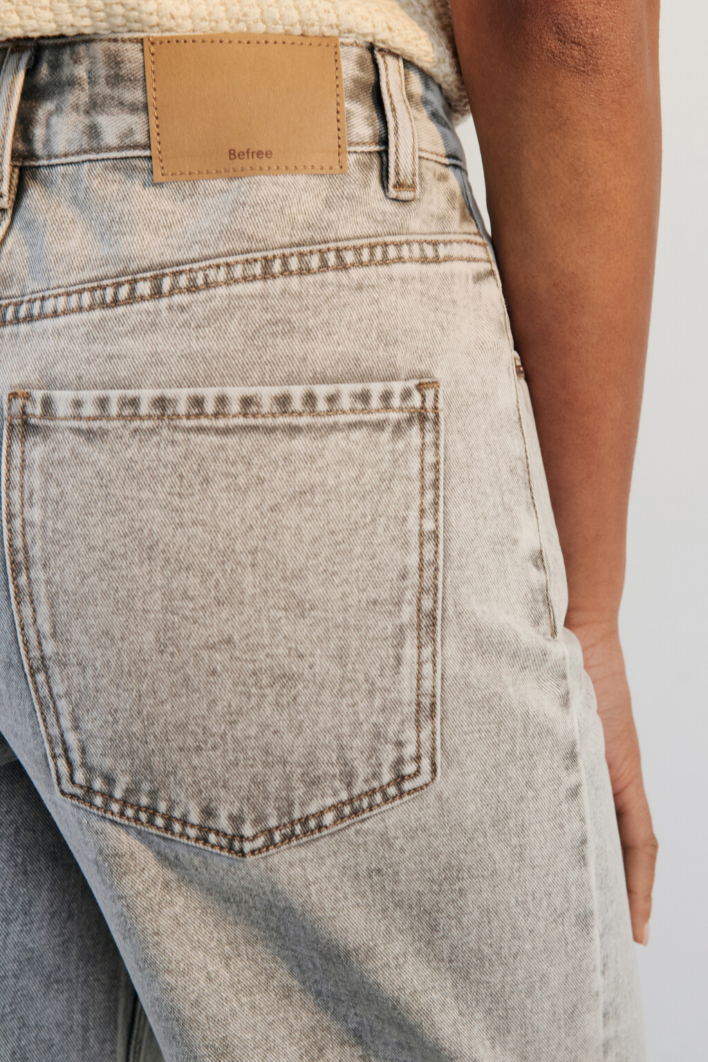 Джинсы широкие с высокой посадкой - цвет серый - 5