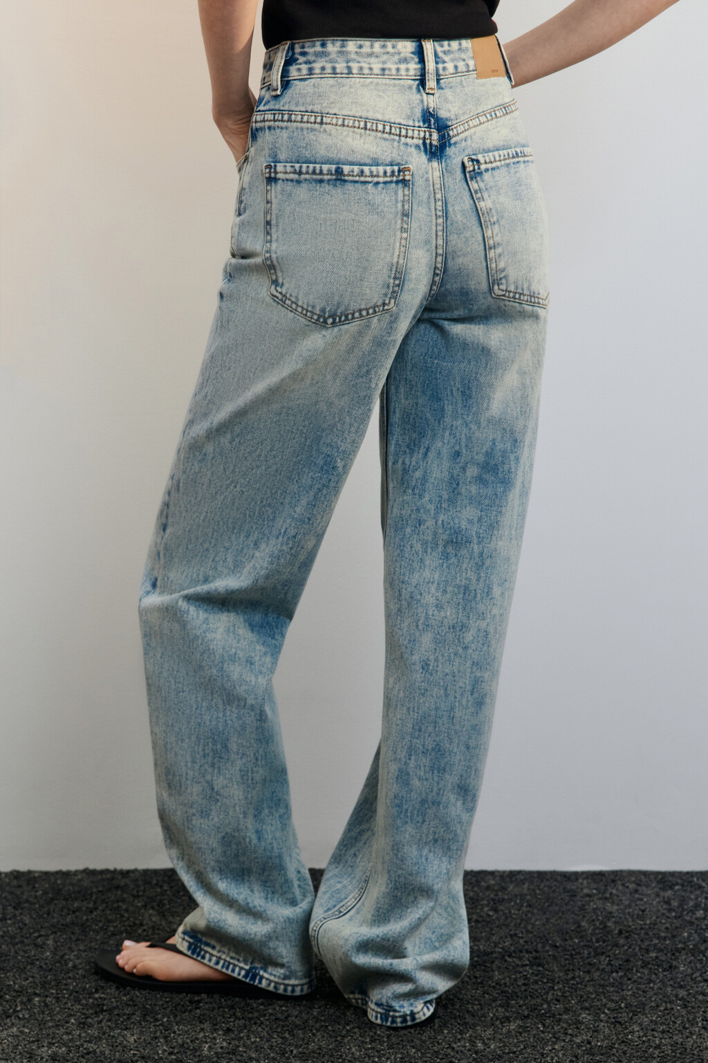 Джинсы широкие с высокой посадкой - цвет синий - 3