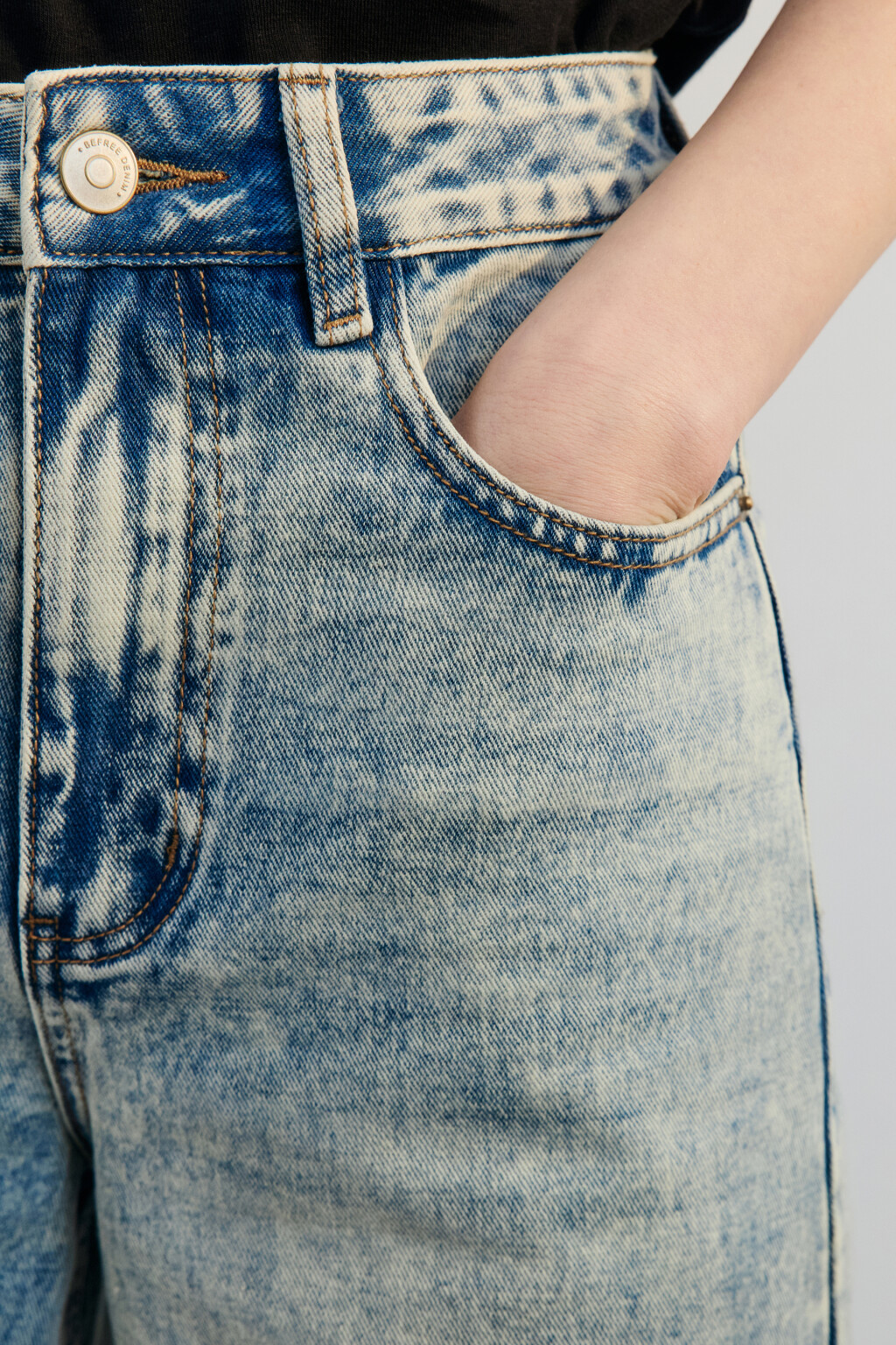 Джинсы широкие с высокой посадкой - цвет синий - 6