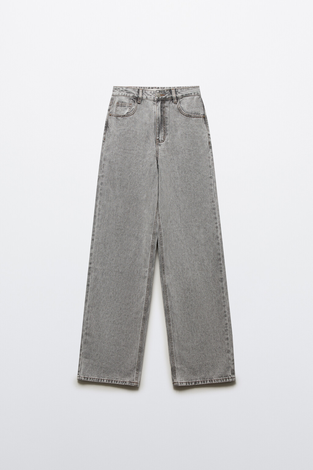 Джинсы широкие с высокой посадкой - цвет серый - 8