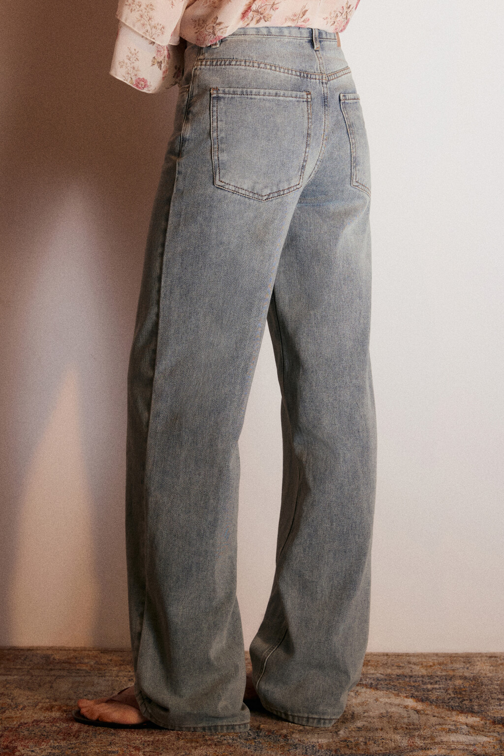 Джинсы широкие с высокой посадкой - цвет синий - 4