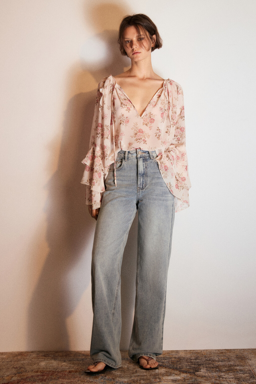 Джинсы широкие с высокой посадкой - цвет синий - 5