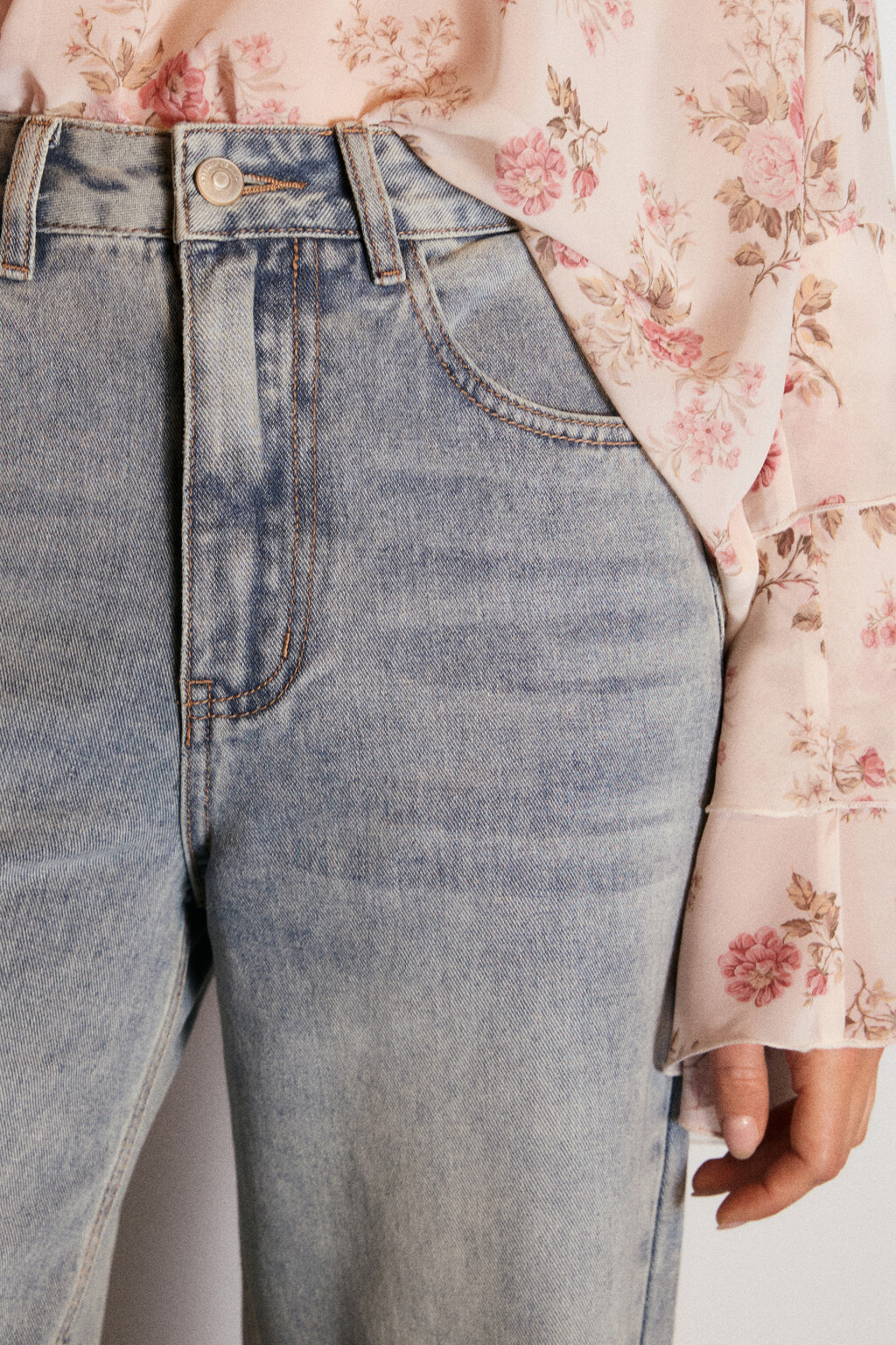 Джинсы широкие с высокой посадкой - цвет синий - 6