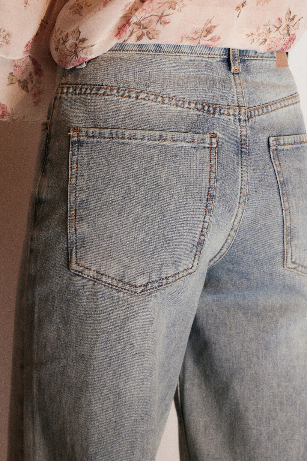 Джинсы широкие с высокой посадкой - цвет синий - 7