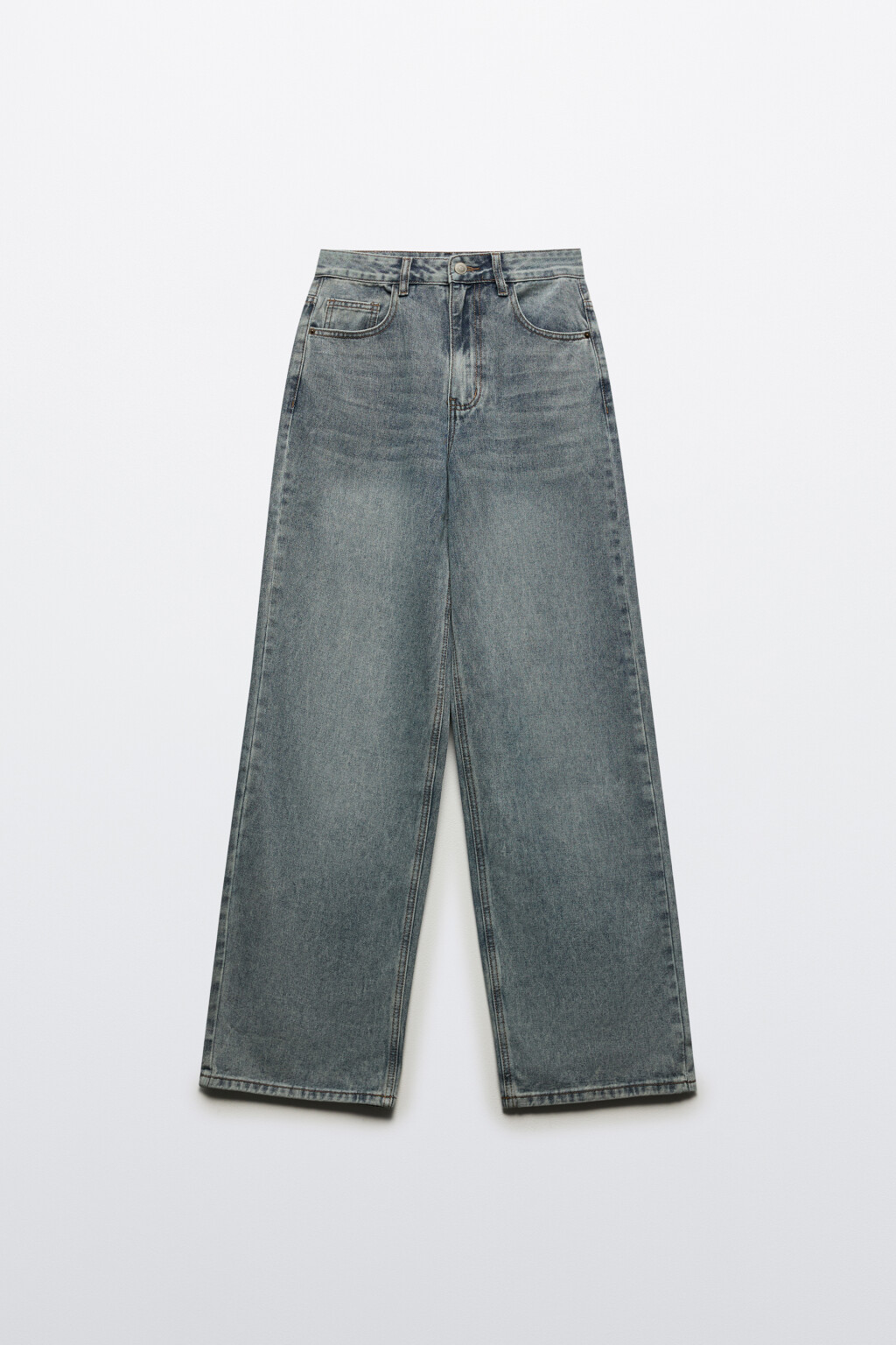 Джинсы широкие с высокой посадкой - цвет темный тинт - 7