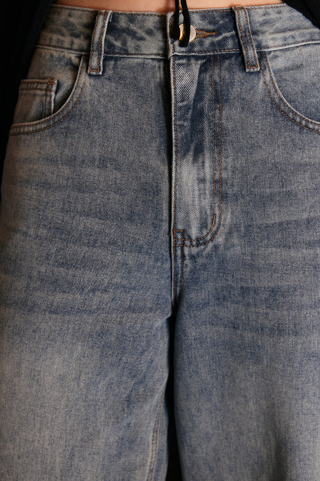 Джинсы широкие с высокой посадкой - цвет темный тинт - 5
