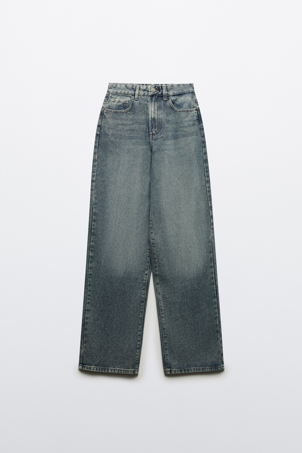 Джинсы широкие с высокой посадкой - цвет темный тинт - 7