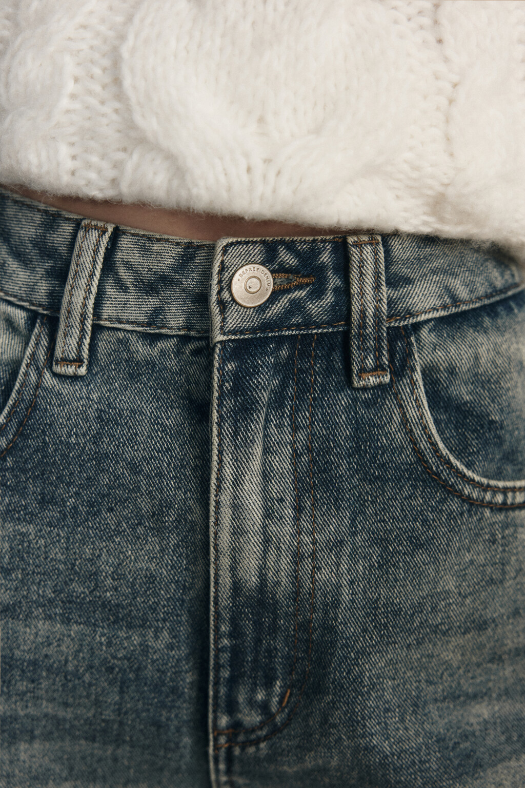 Джинсы широкие с высокой посадкой - цвет темный тинт - 5