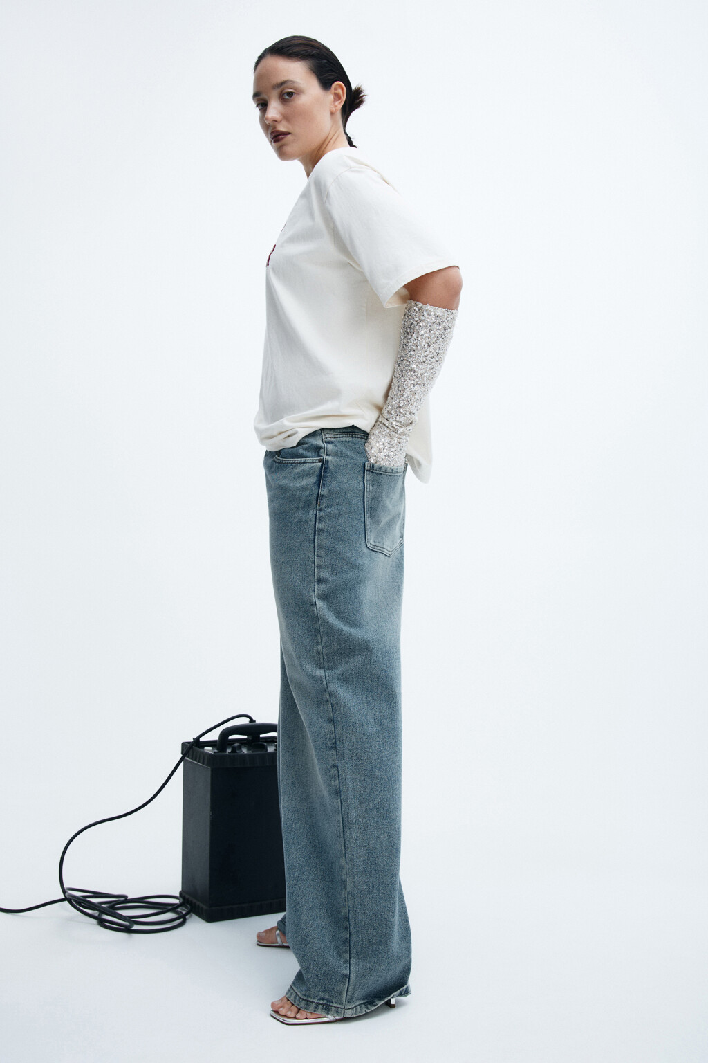 Джинсы широкие с высокой посадкой - цвет темный тинт - 2