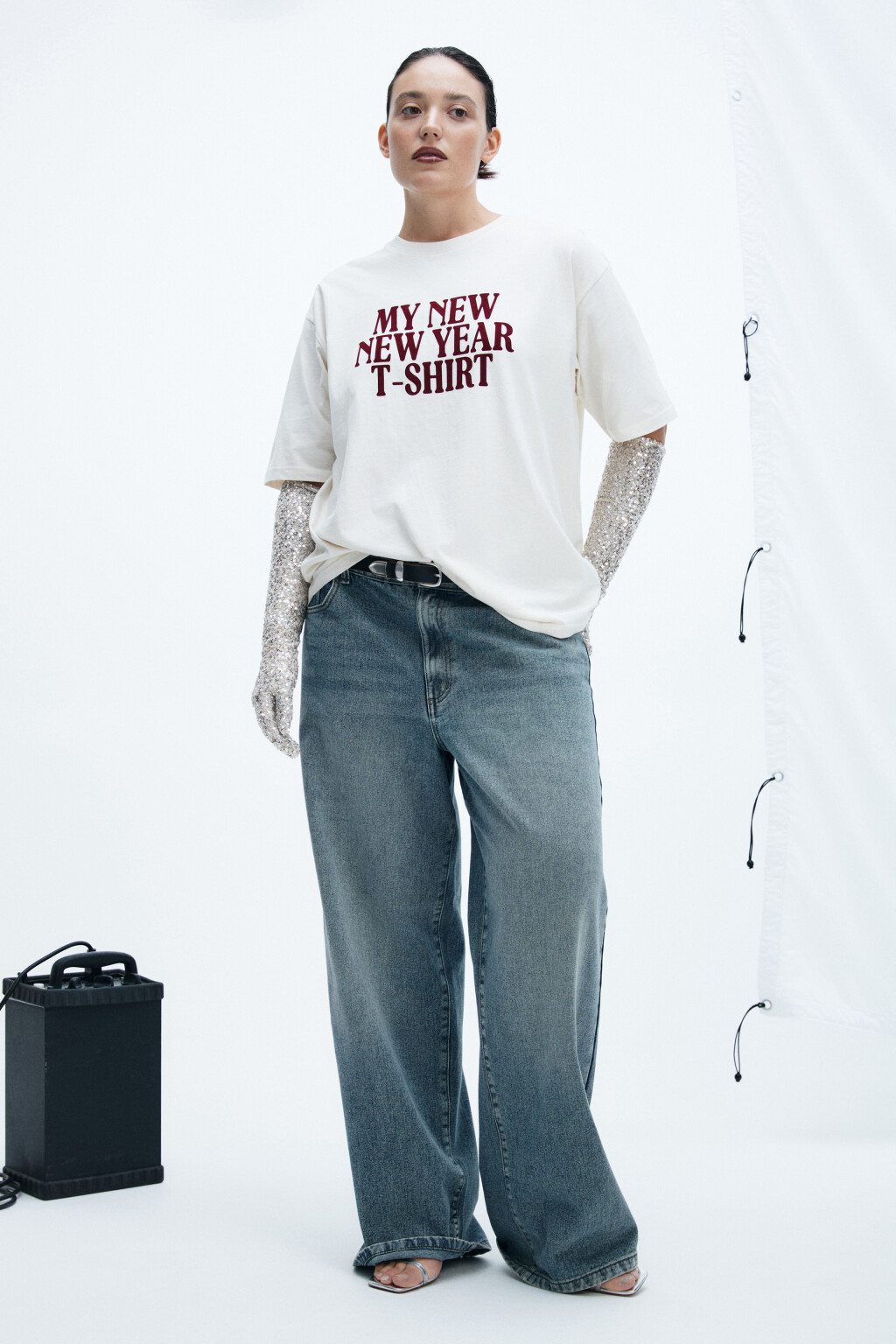 Джинсы широкие с высокой посадкой - цвет темный тинт - 5