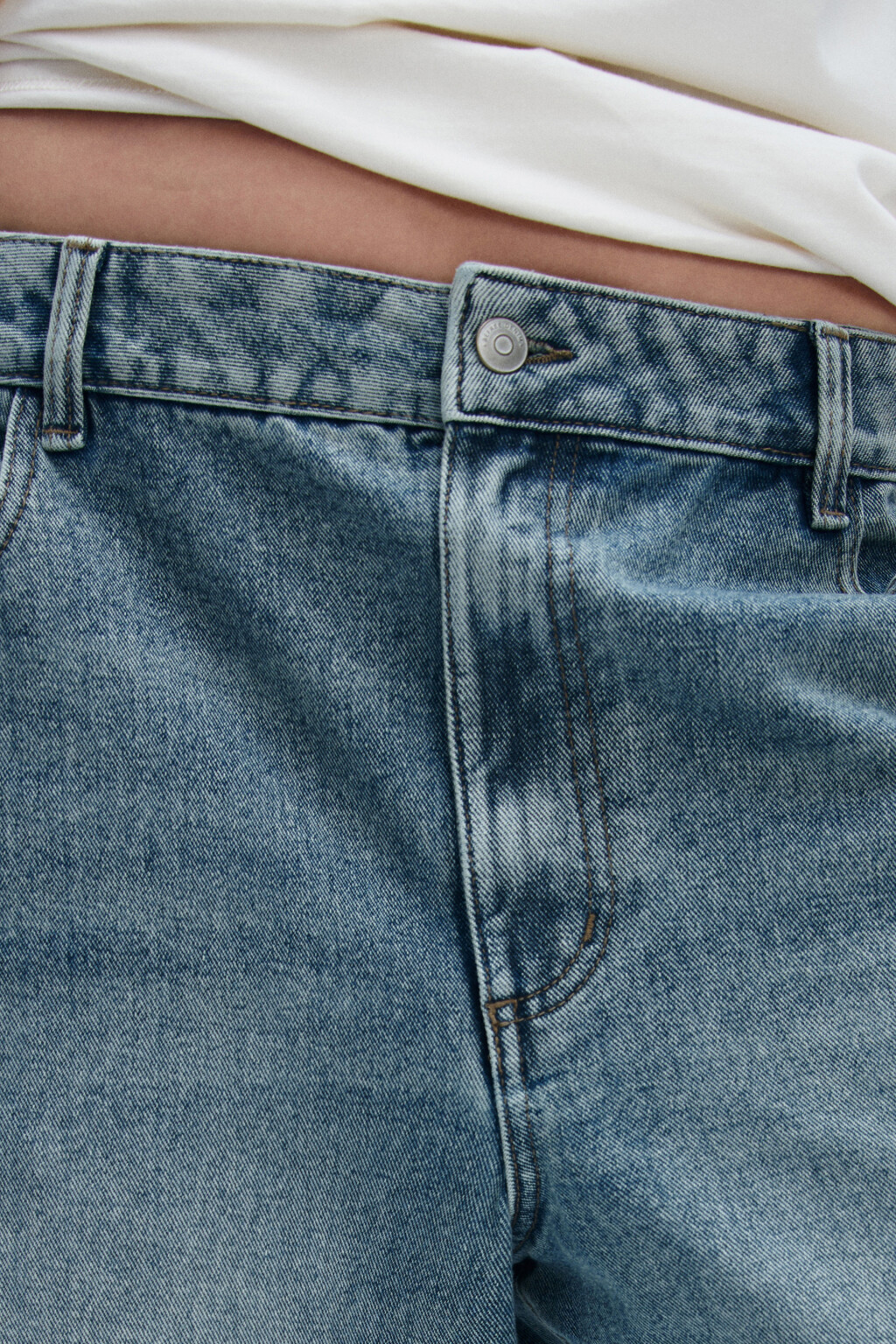 Джинсы широкие с высокой посадкой - цвет темный тинт - 6