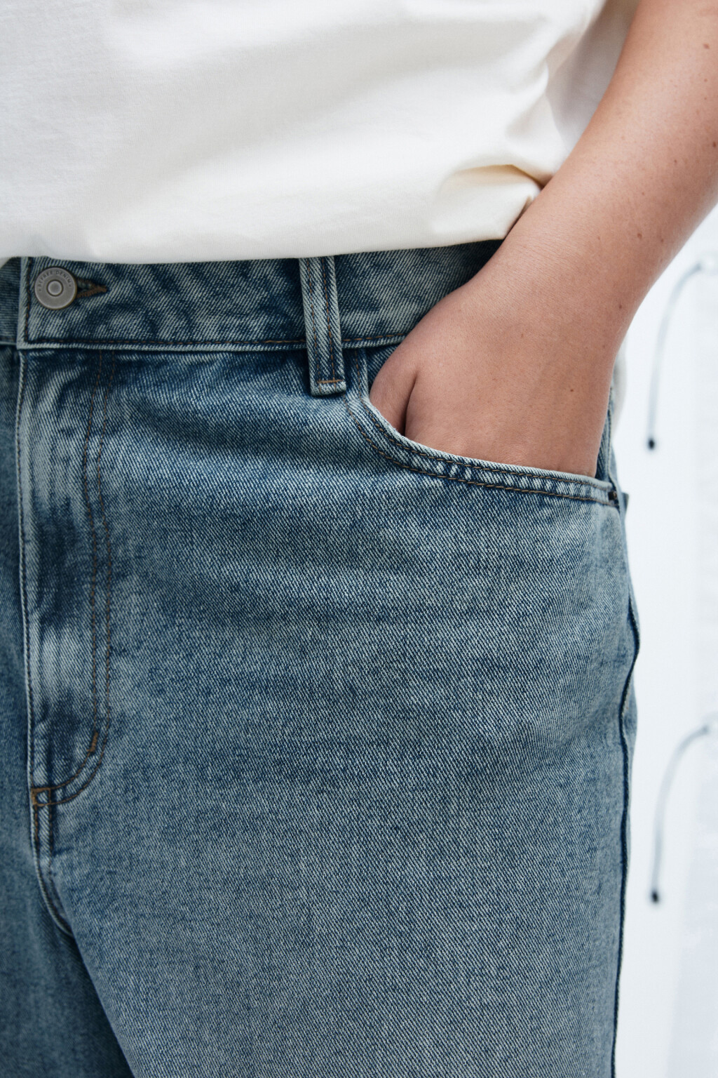 Джинсы широкие с высокой посадкой - цвет темный тинт - 8