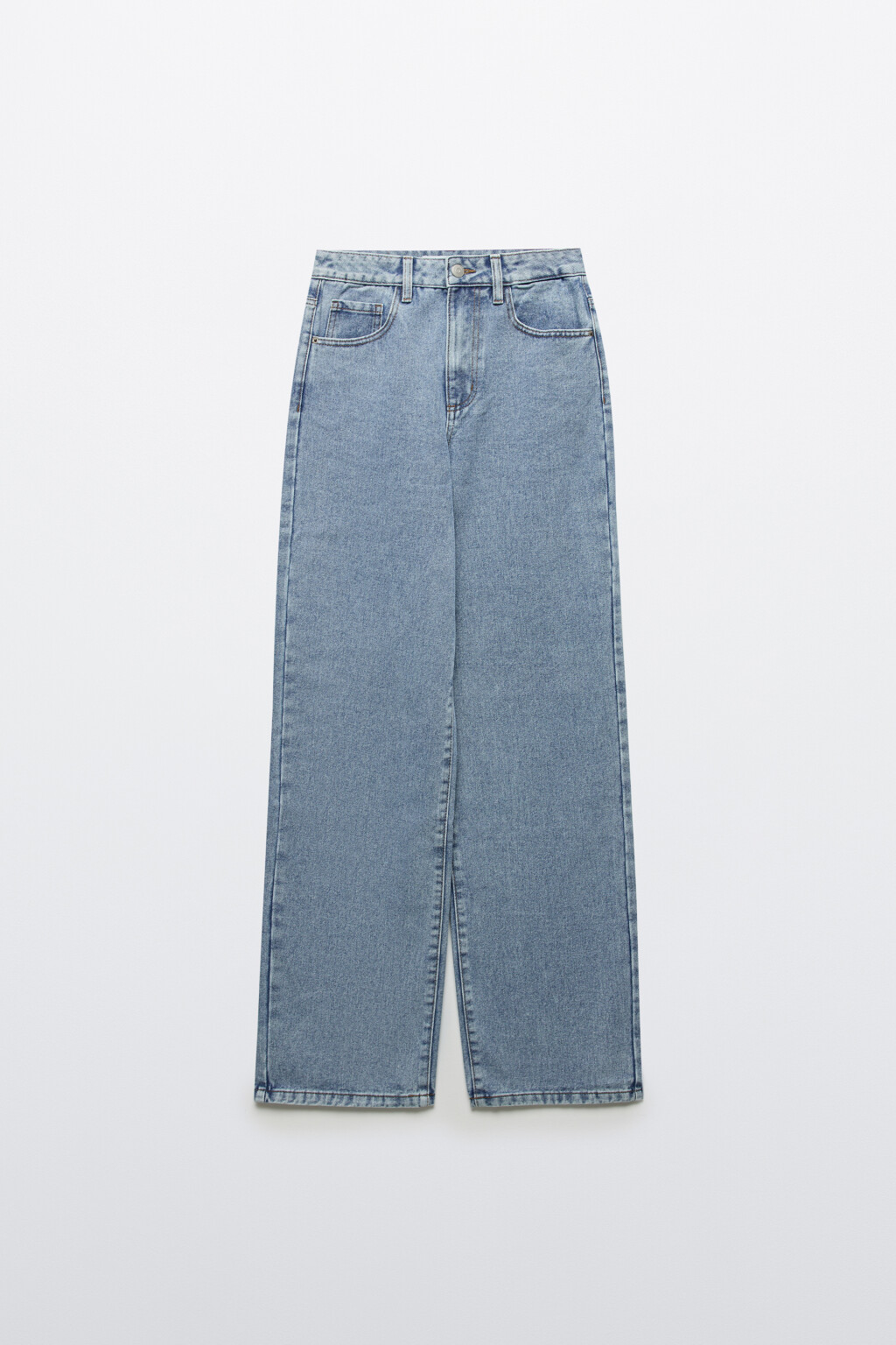 Джинсы широкие с высокой посадкой - цвет голубой - 1