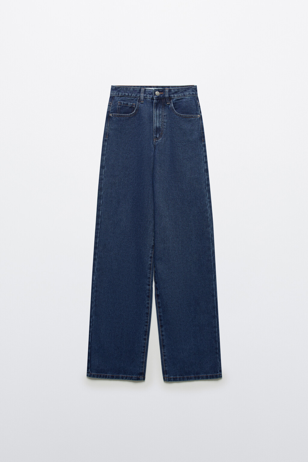 Джинсы широкие с высокой посадкой - цвет голубой - 1