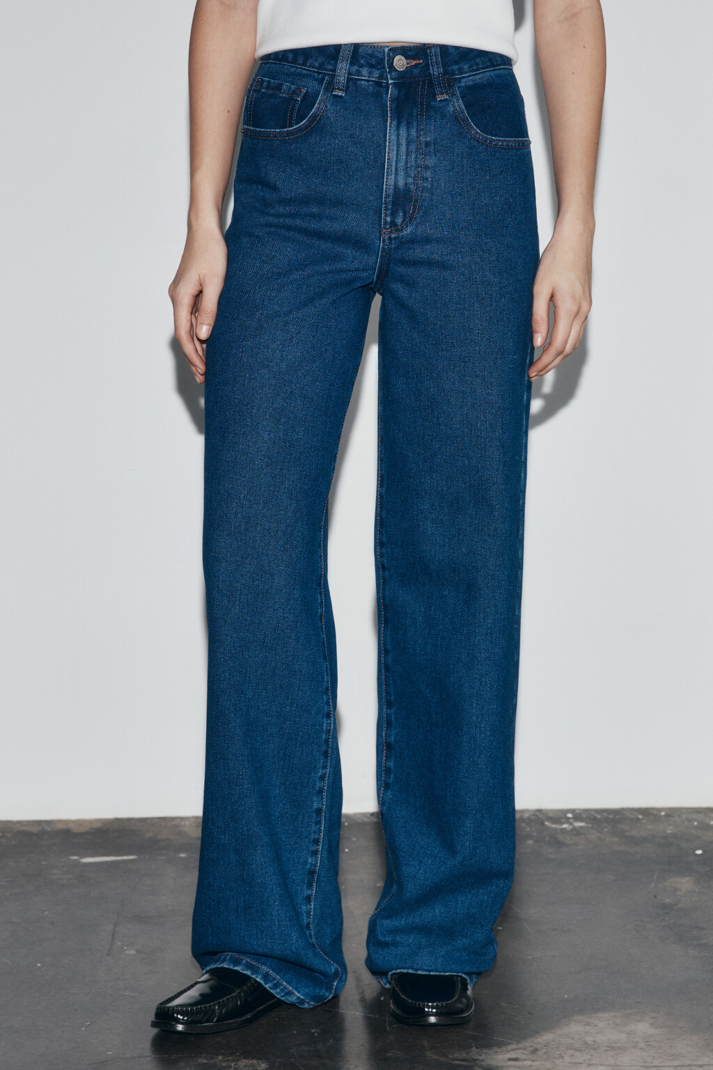 Джинсы широкие с высокой посадкой - цвет голубой - 3