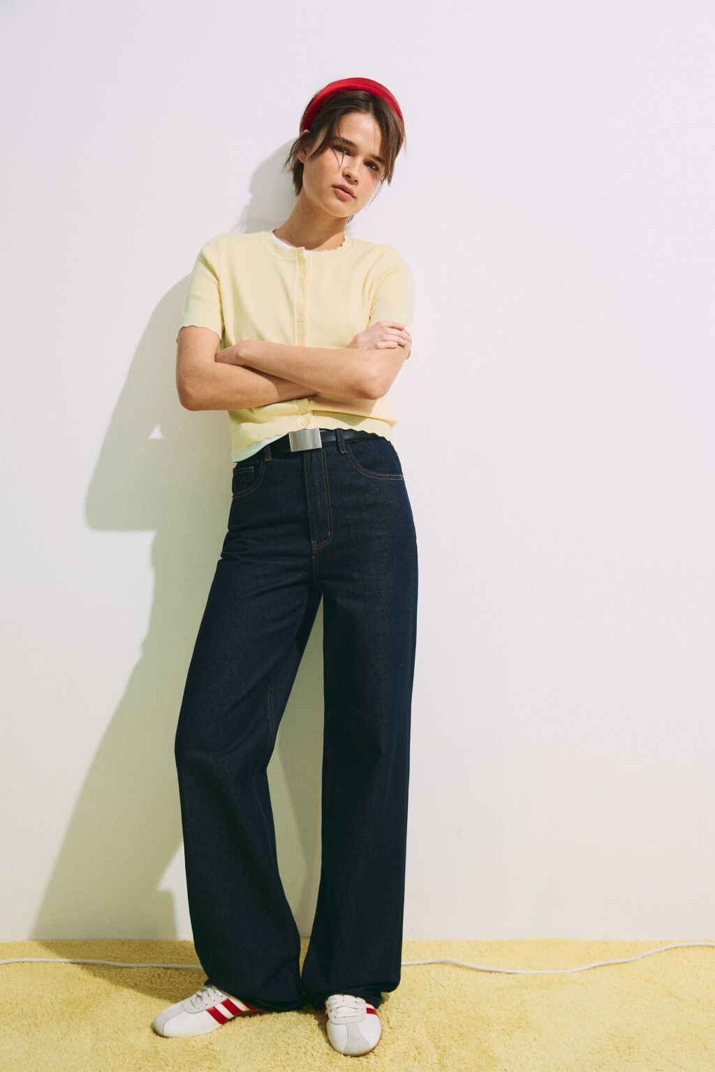 Джинсы wide leg с высокой посадкой - цвет синий - 2