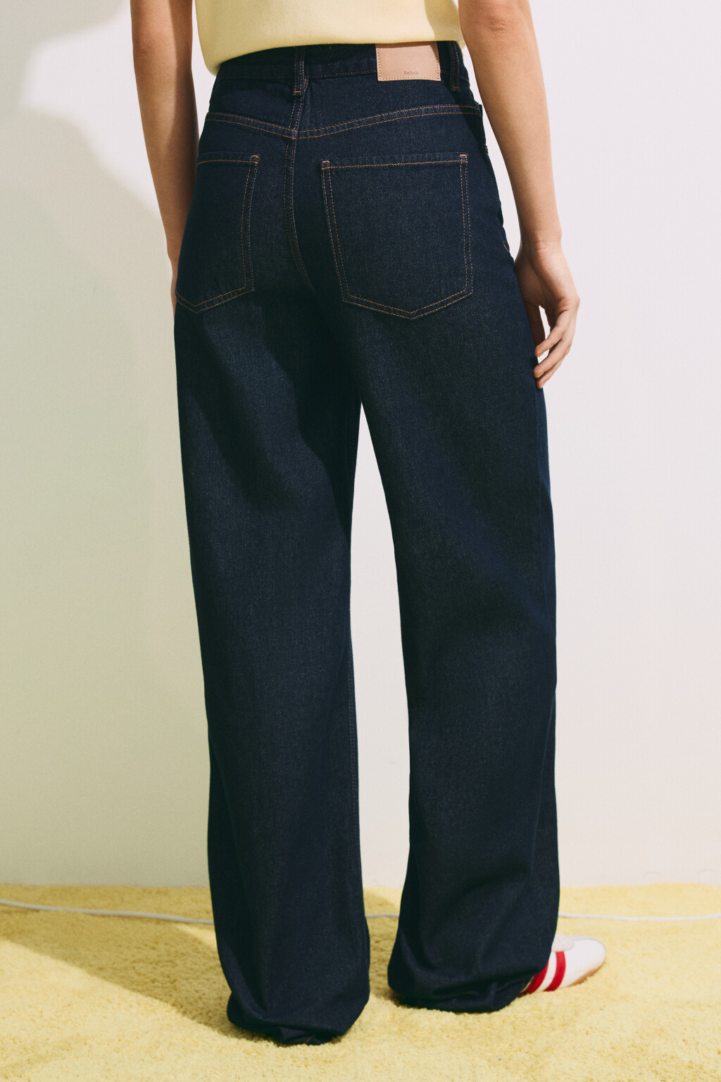 Джинсы wide leg с высокой посадкой - цвет синий - 4