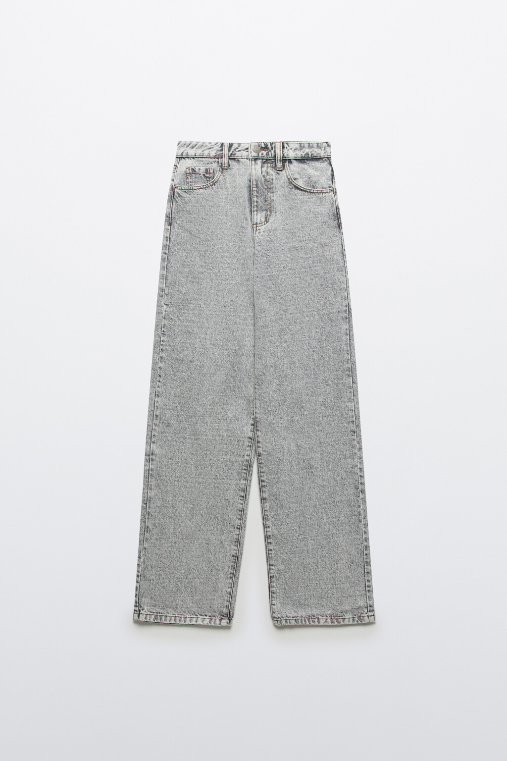 Джинсы широкие с высокой посадкой - цвет серый - 1