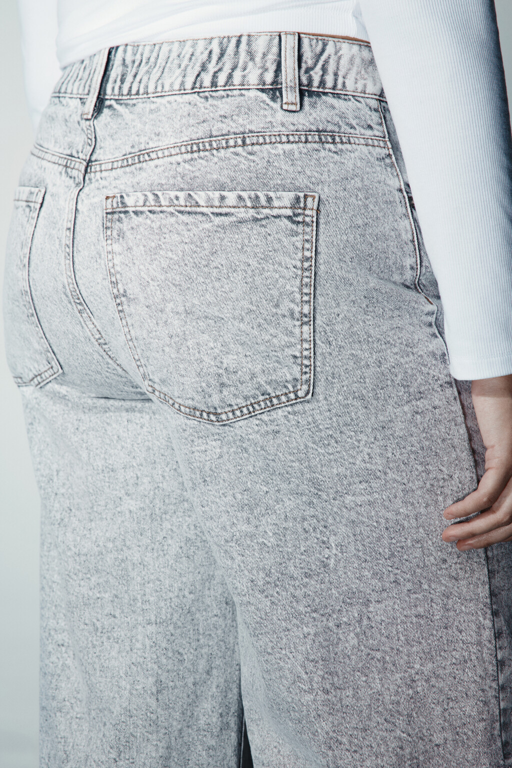 Джинсы широкие с высокой посадкой - цвет серый - 6