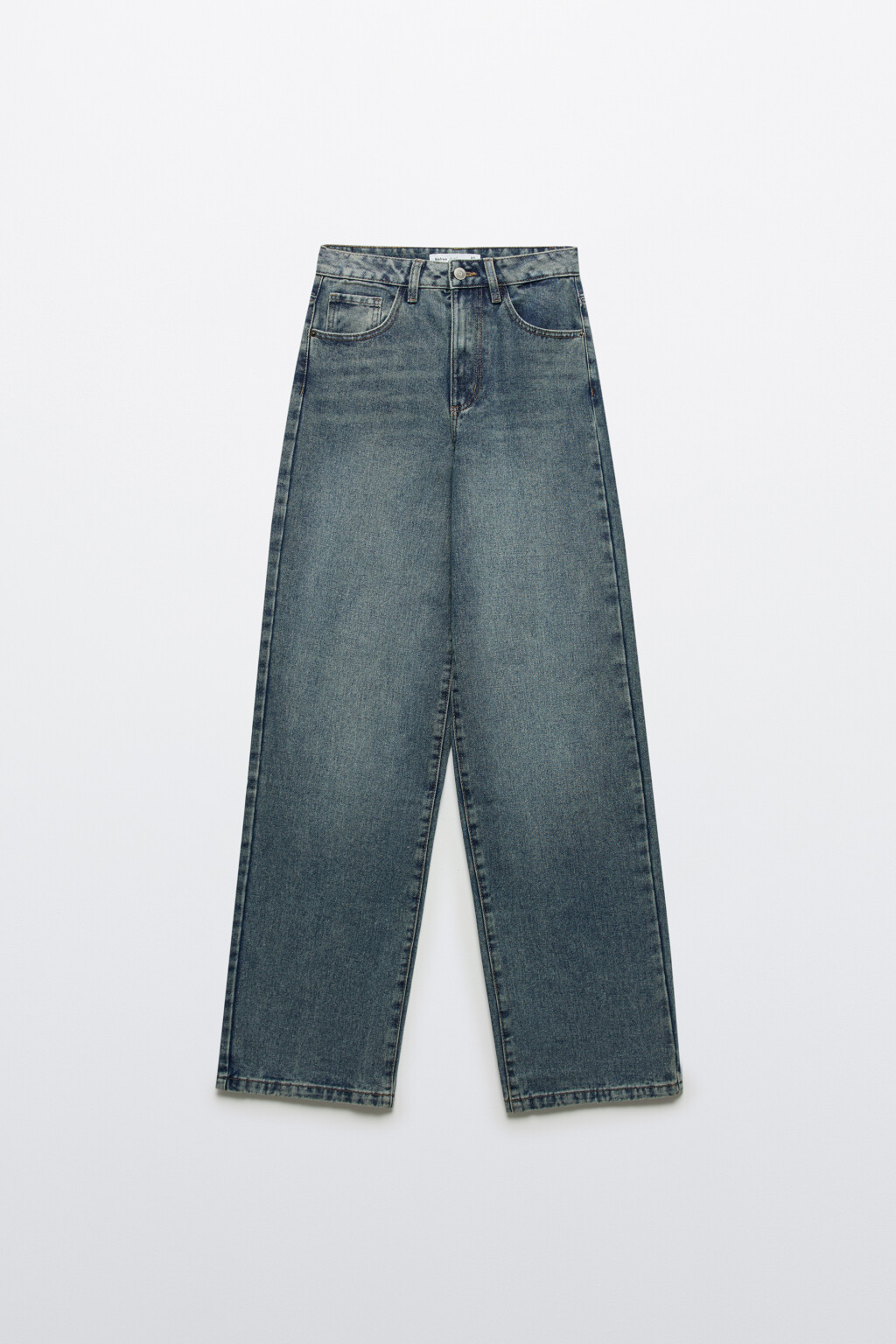Джинсы широкие с высокой посадкой - цвет темный тинт - 1